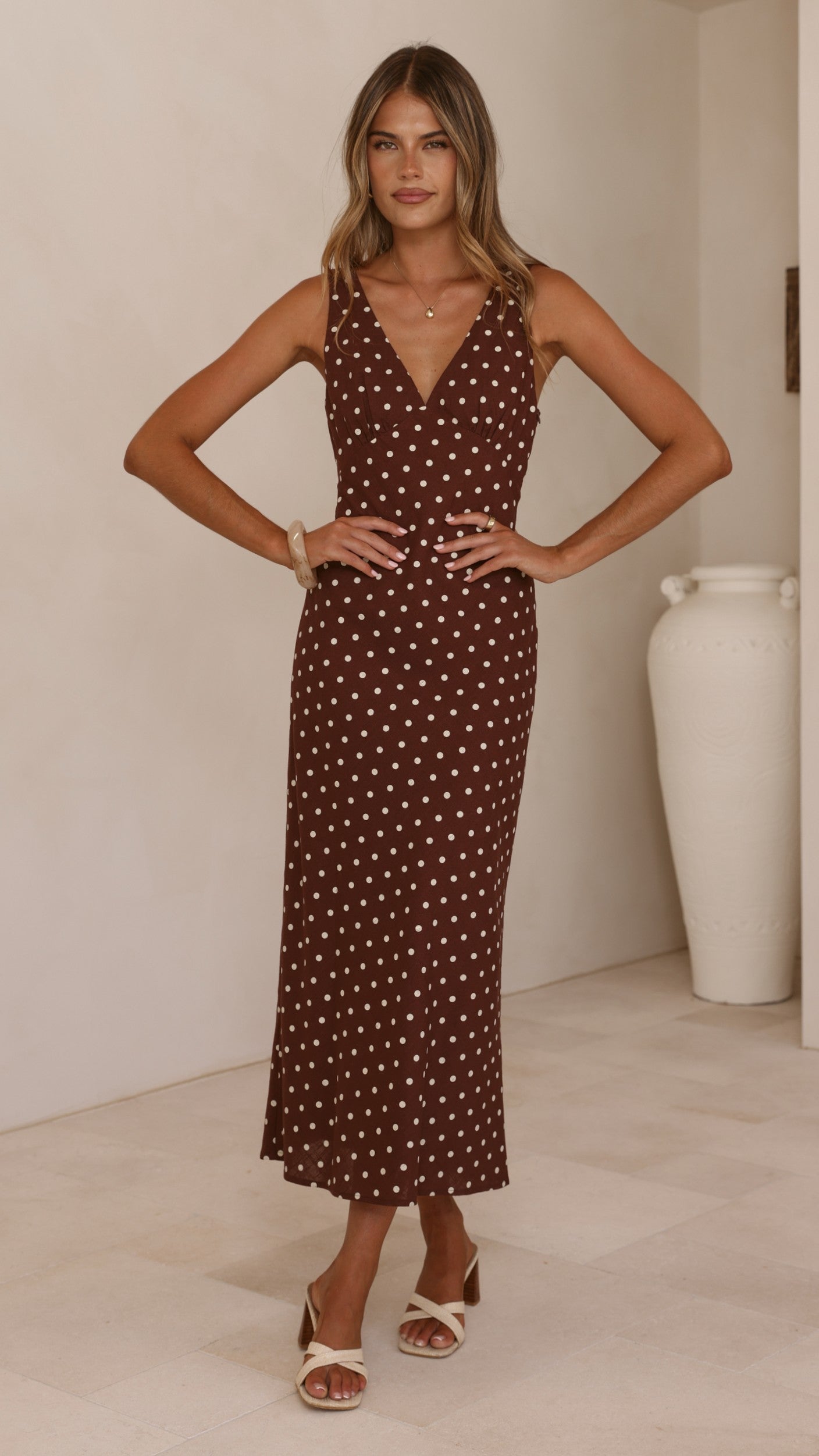 Sammie Maxi Dress - Chocolate/Nude Spot - Billy J