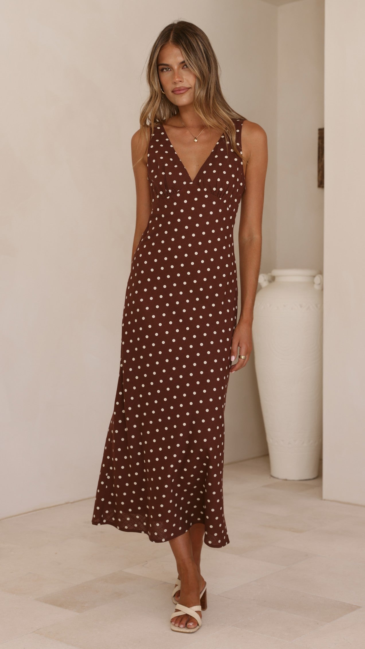 Sammie Maxi Dress - Chocolate/Nude Spot - Billy J