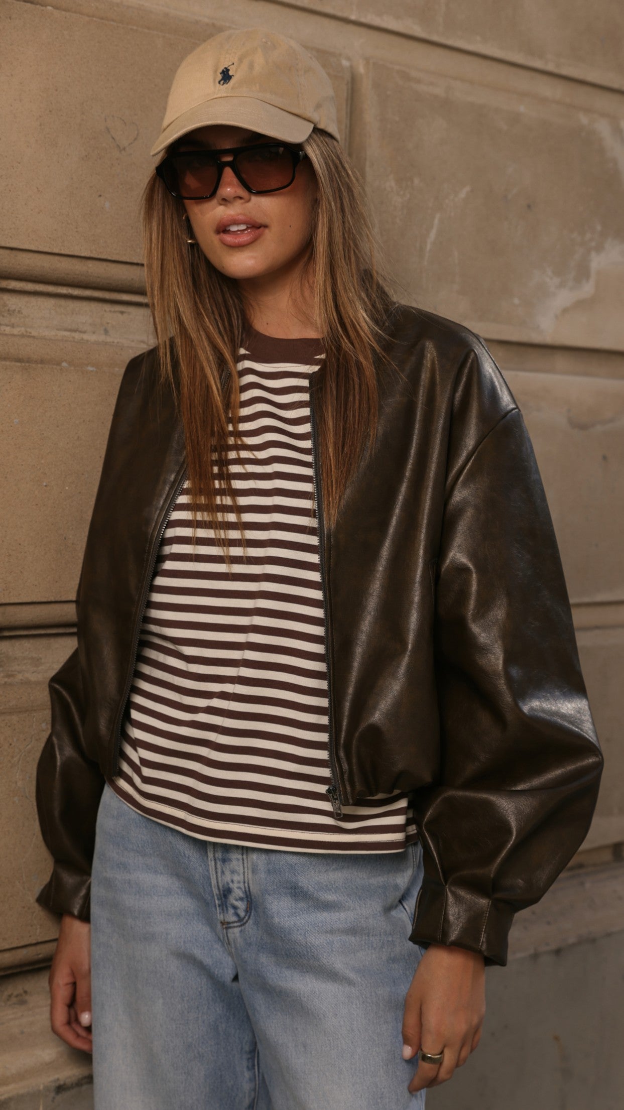 Solana Long Sleeve Top - Choc/White Stripe - Billy J