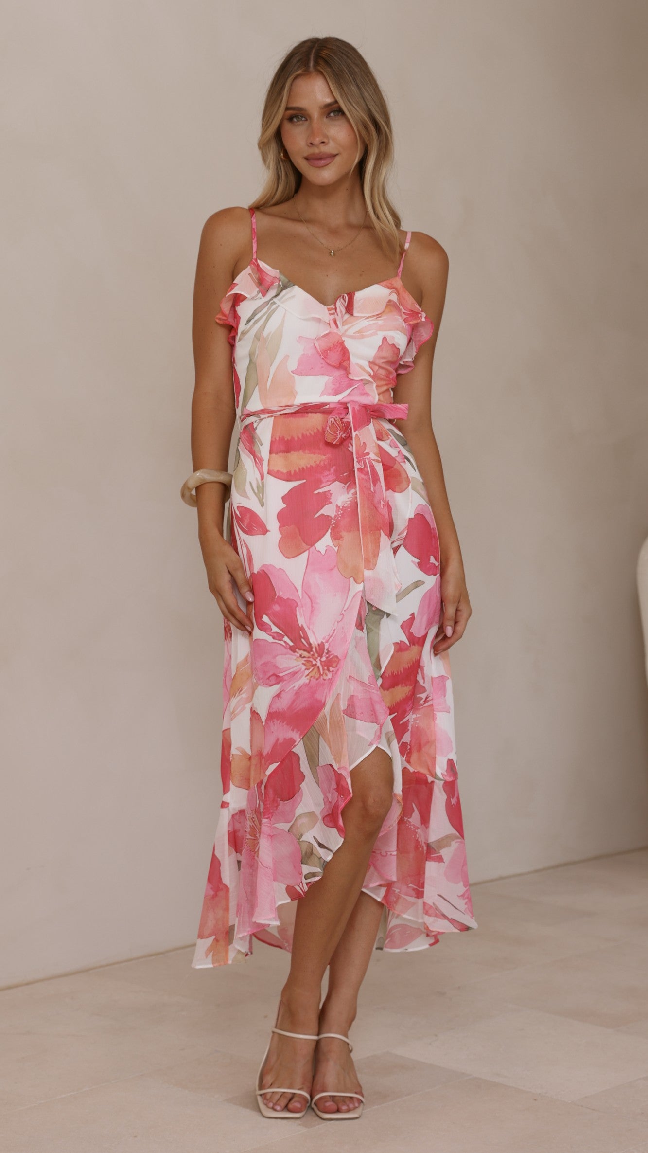 Skyla Maxi Dress - Pink Floral - Billy J