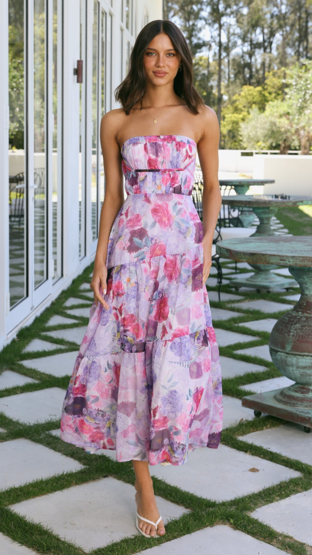Skylah Maxi Dress - Pink/Purple Floral - Billy J