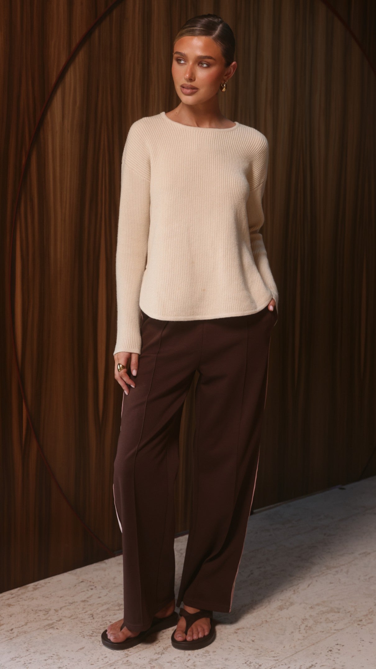 Isaiah Racer Stripe Pleated Trackpants - Chocolate/Pink - Billy J