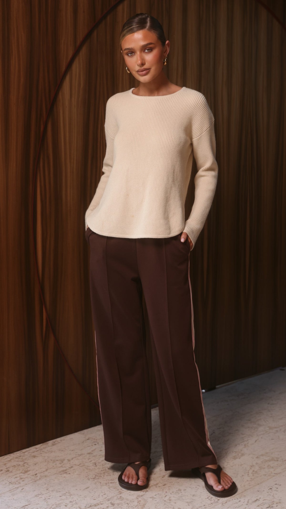 Isaiah Racer Stripe Pleated Trackpants - Chocolate/Pink - Billy J