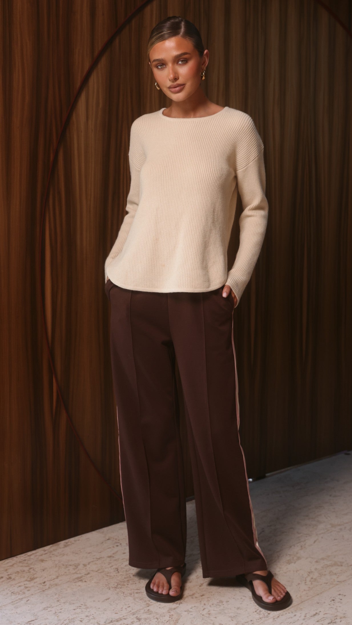 Isaiah Racer Stripe Pleated Trackpants - Chocolate/Pink - Billy J
