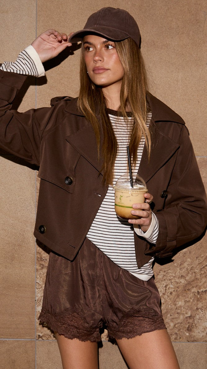 Deena Cropped Coat - Chocolate - Billy J