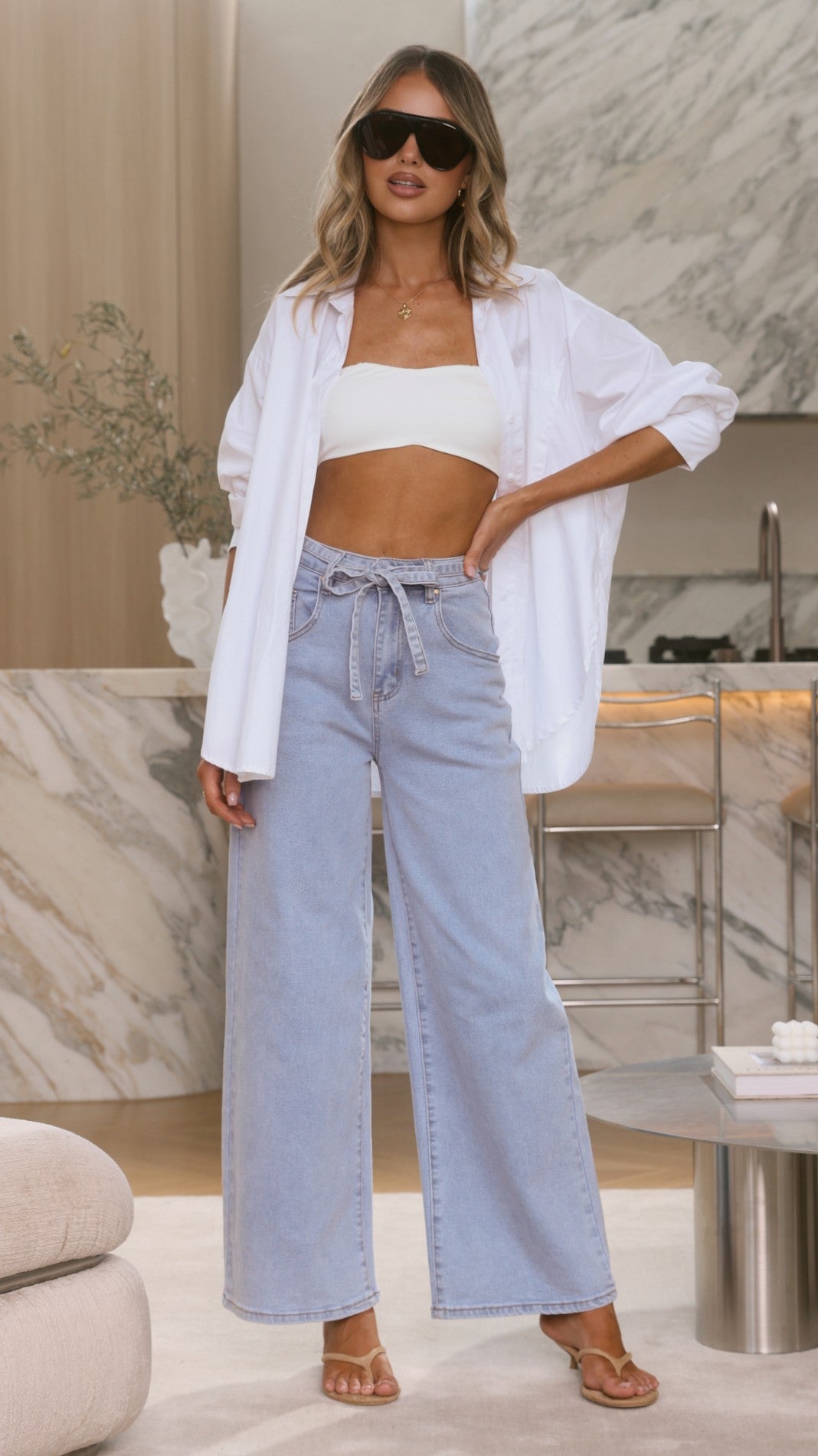 Nyra Wide Leg Jeans - Light Denim - Billy J