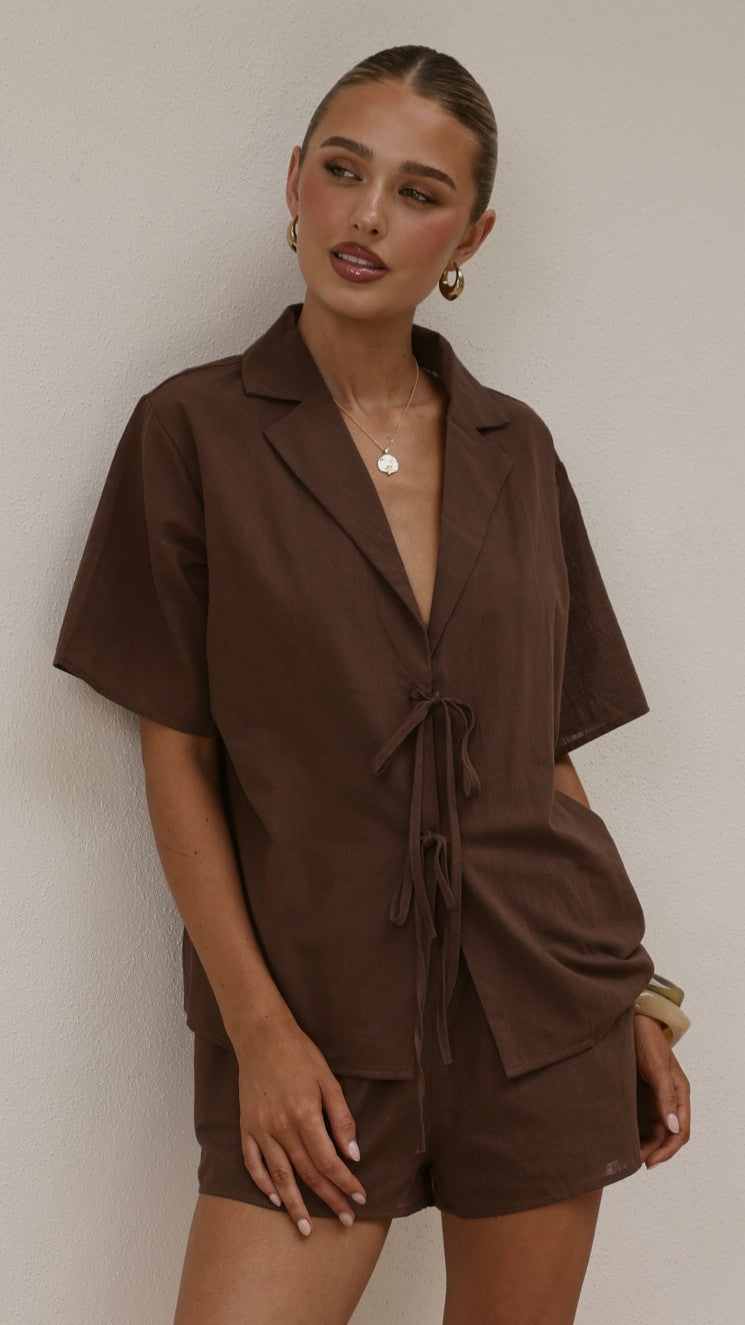 Vesper Top and Shorts Set - Chocolate - Billy J