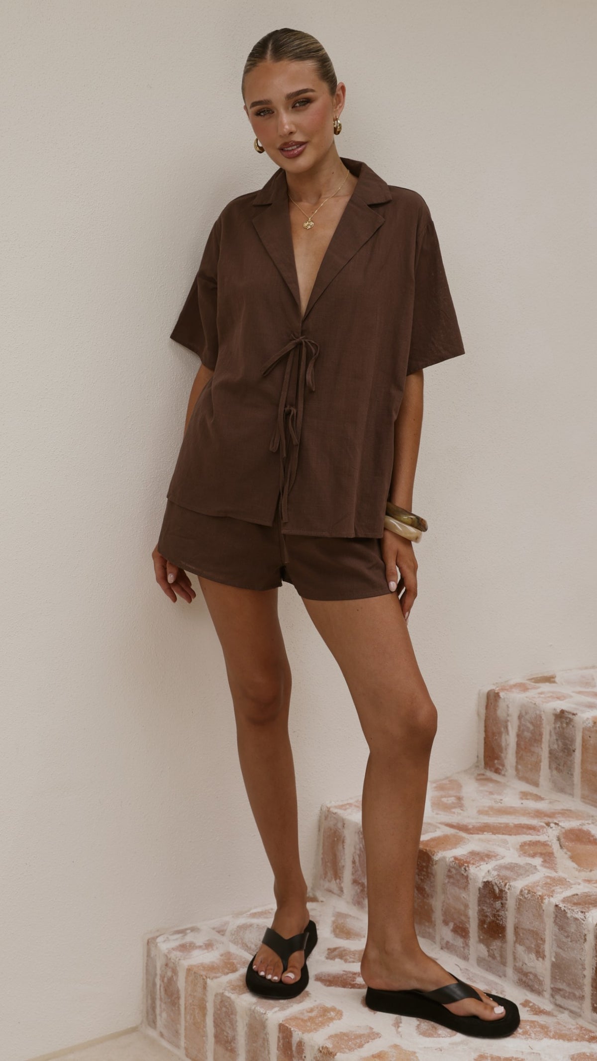 Vesper Top and Shorts Set - Chocolate - Billy J