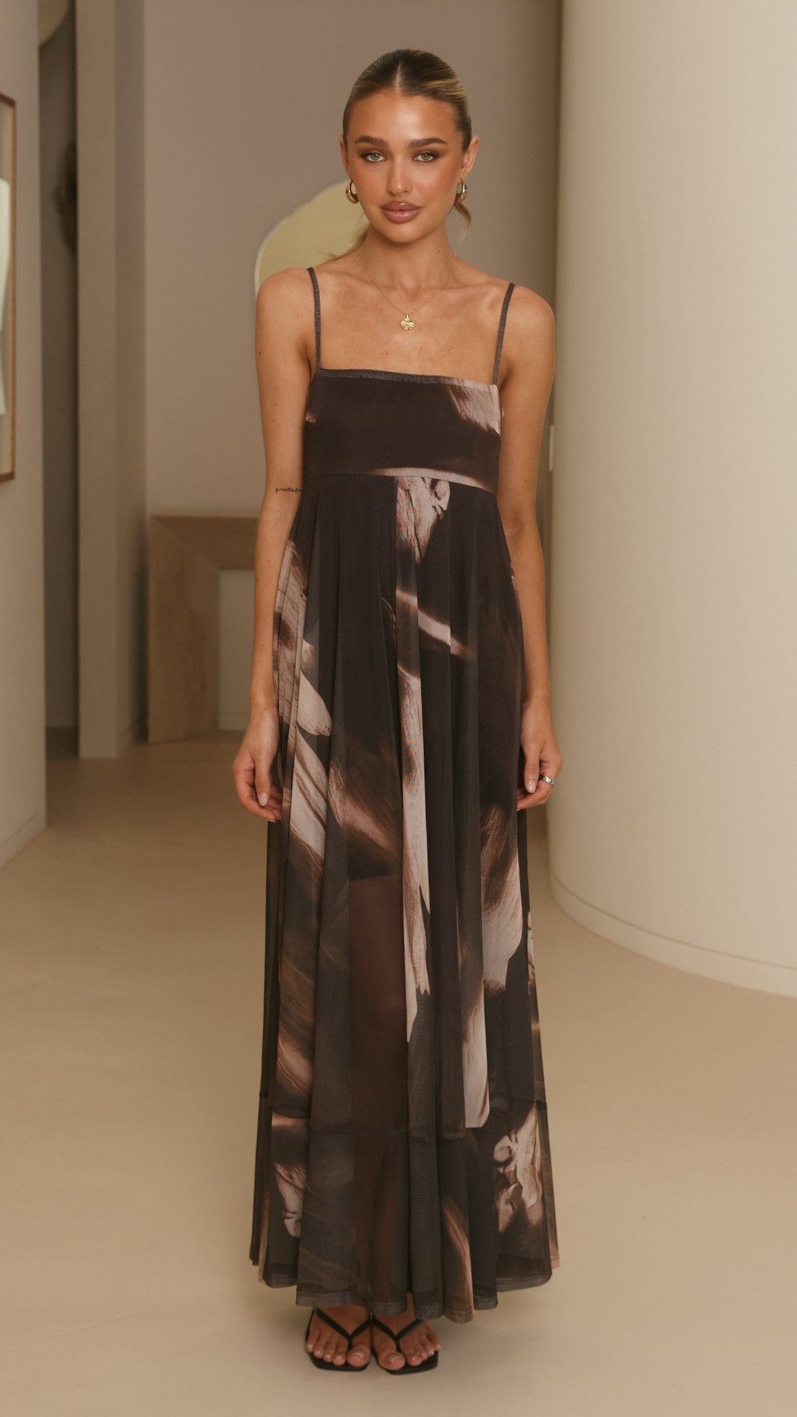 Melinda Sheer Maxi Dress - Cocoa Ochre - Billy J
