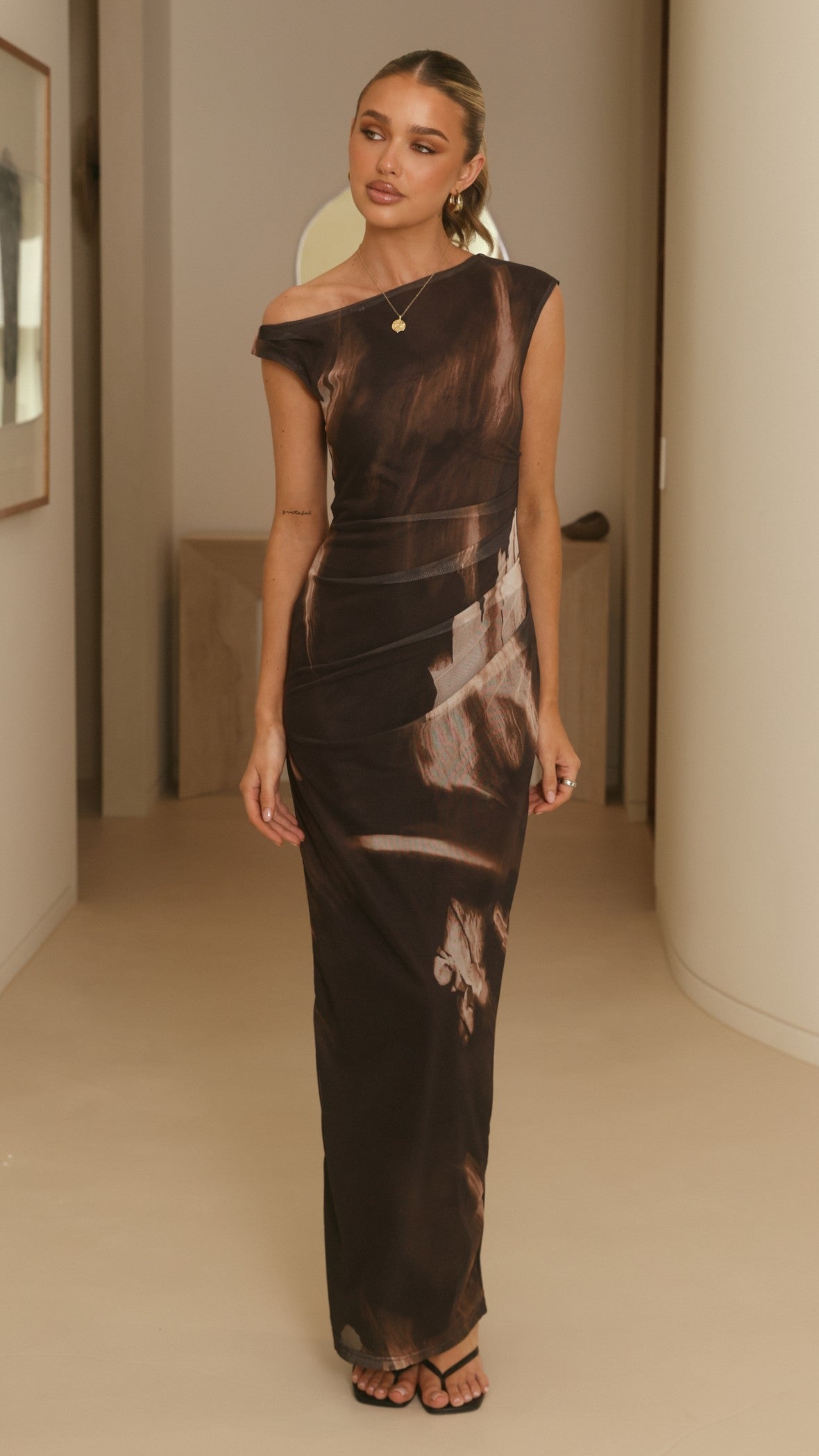 chii brown dress Lilah Sheer Maxi Color:Champagne as Pics it’s finished with delicate regular_production Beaded Spaghetti Straps A-Line