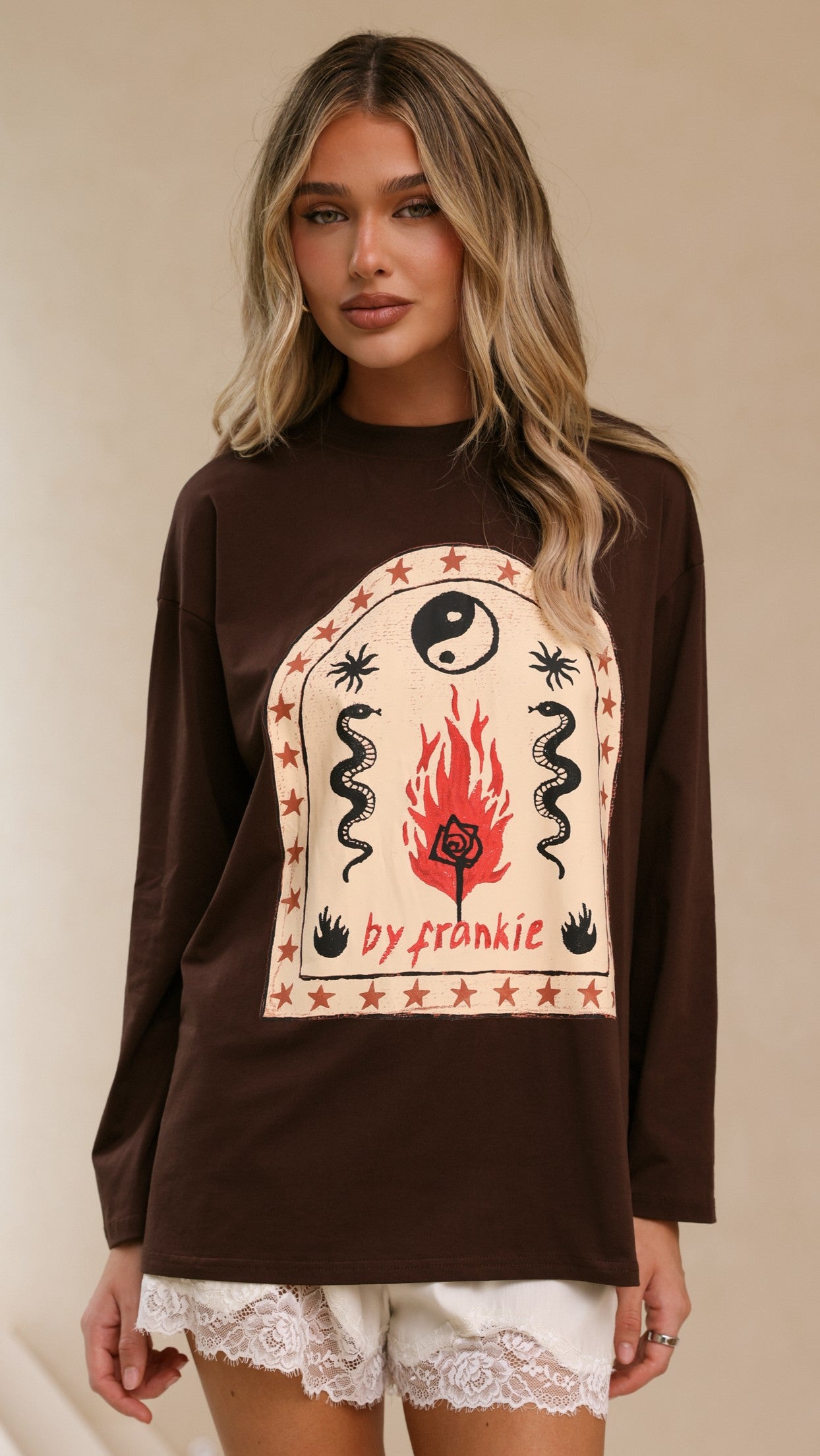 Mia Long Sleeve Tee - Brown - Billy J