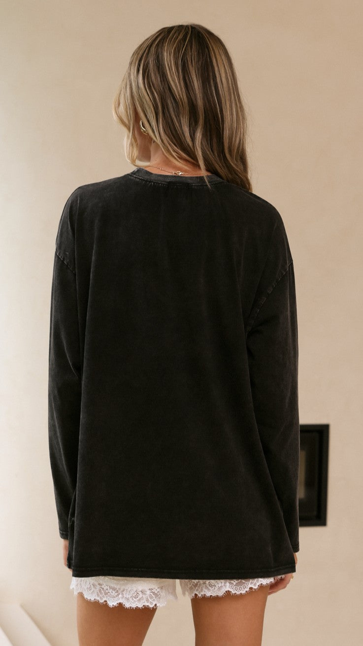Darlin Long Sleeve Tee - Washed Black - Billy J