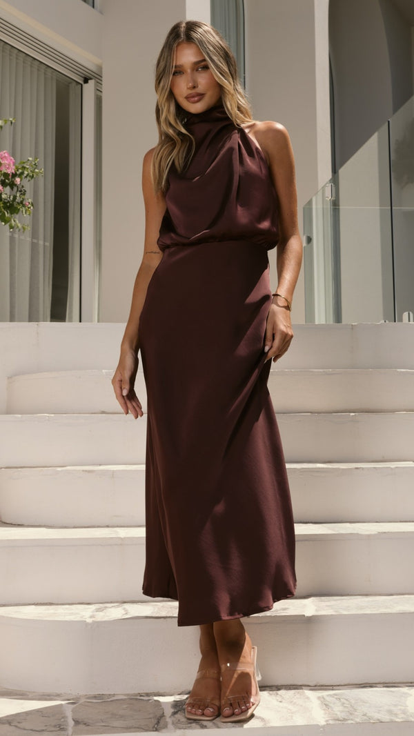 Esther Maxi Dress - Chocolate - Billy J