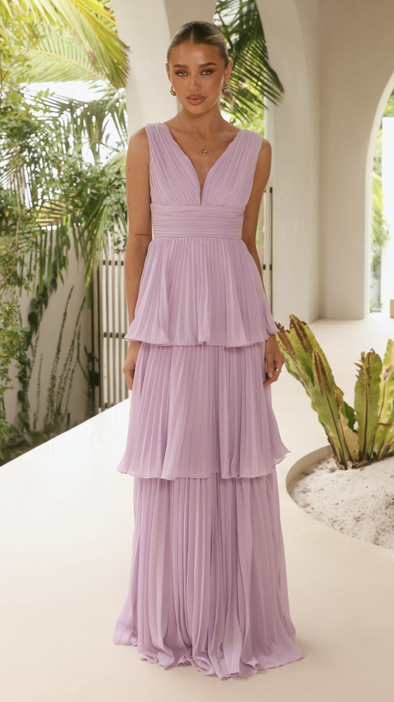Kaelan Tiered Maxi Dress - Lilac - Billy J