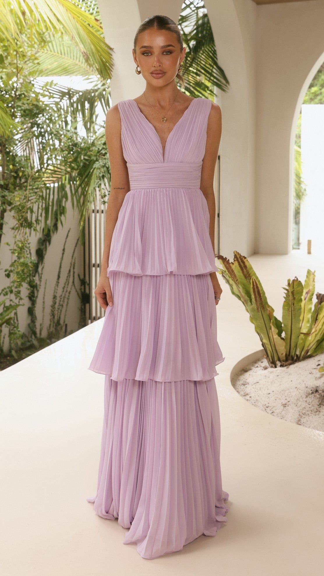 Kaelan Tiered Maxi Dress - Lilac - Billy J