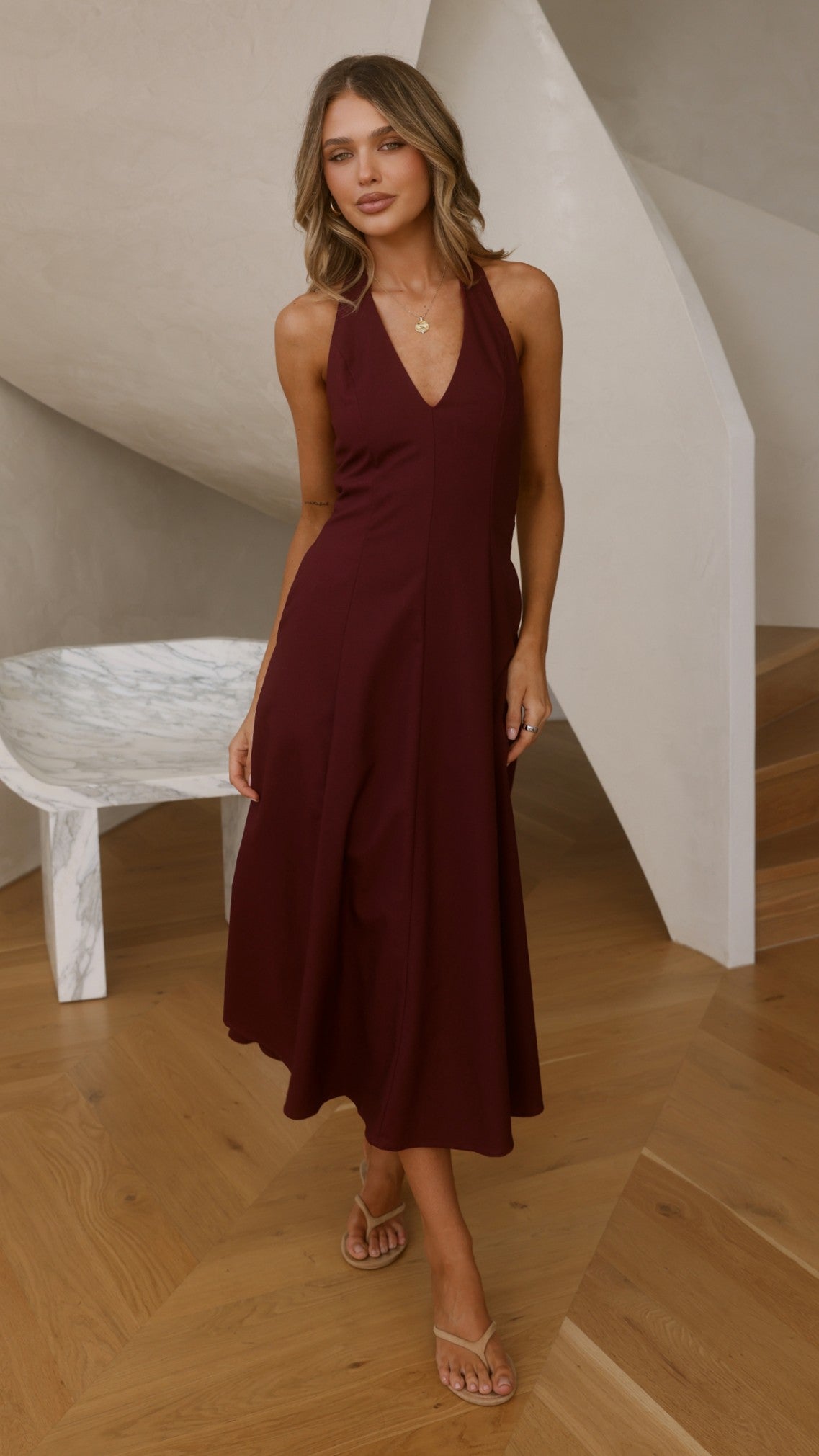 Chandler Midi Dress - Wine - Billy J