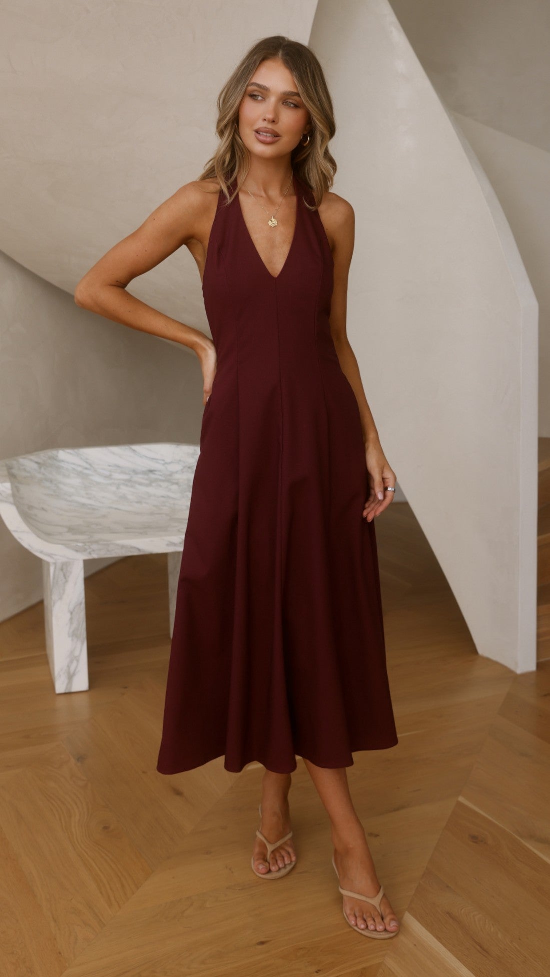 Chandler Midi Dress - Wine - Billy J