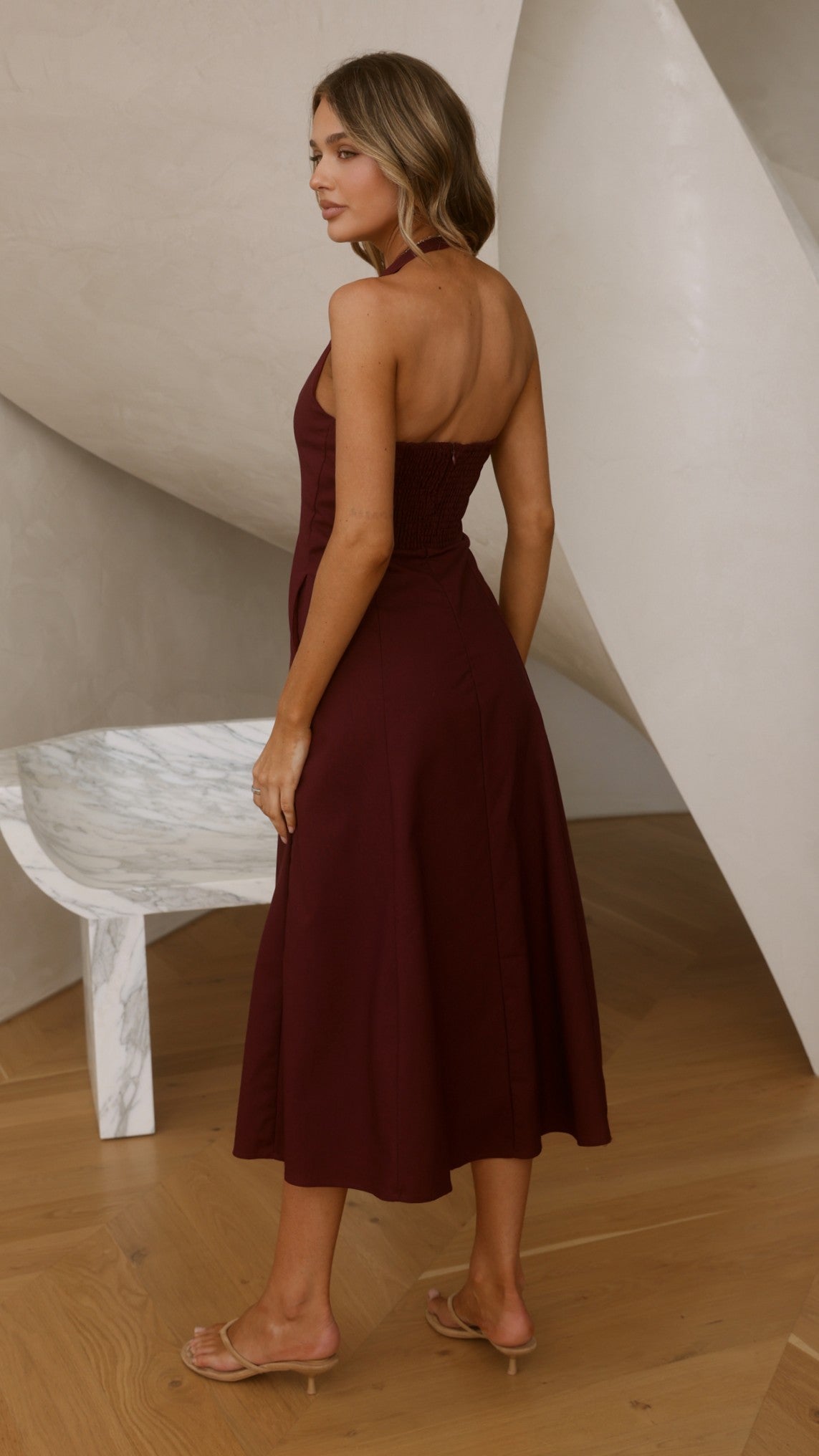 Chandler Midi Dress - Wine - Billy J
