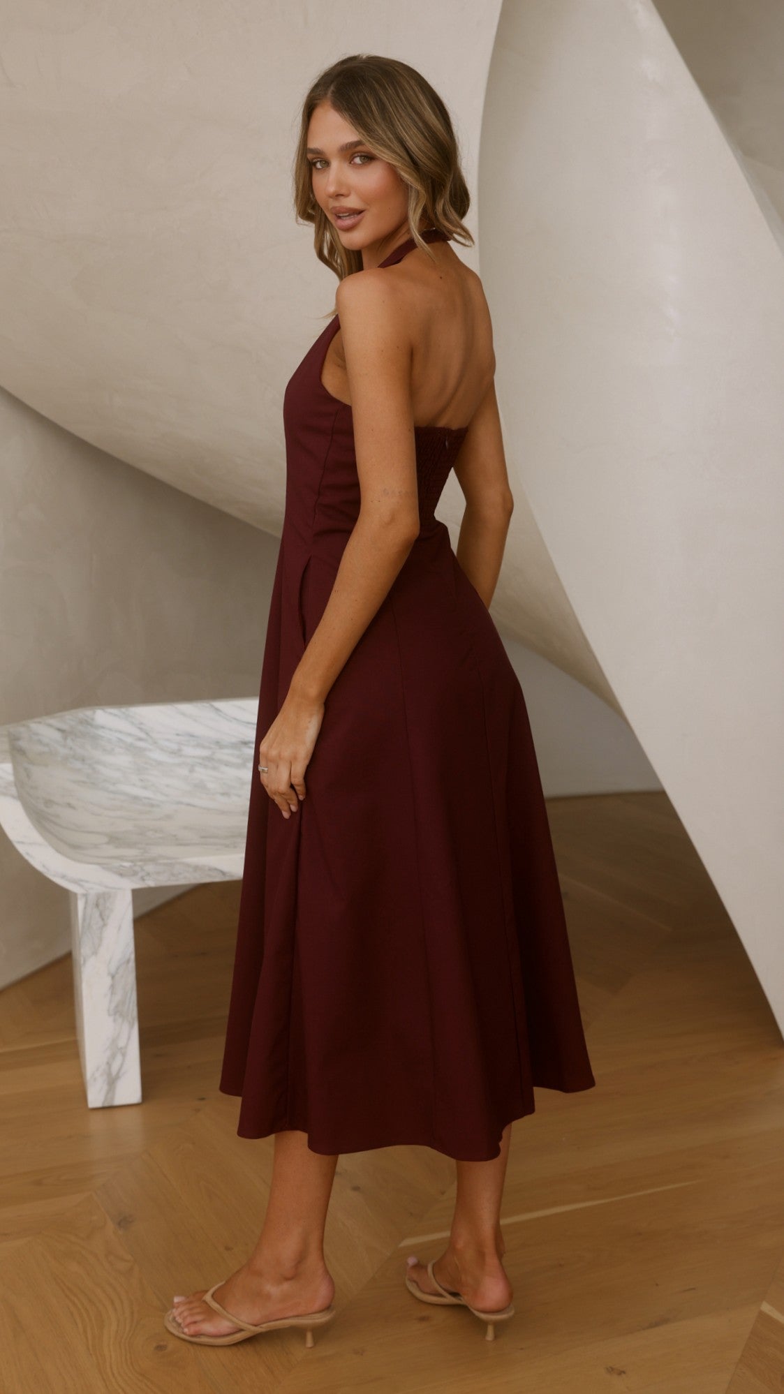 Chandler Midi Dress - Wine - Billy J