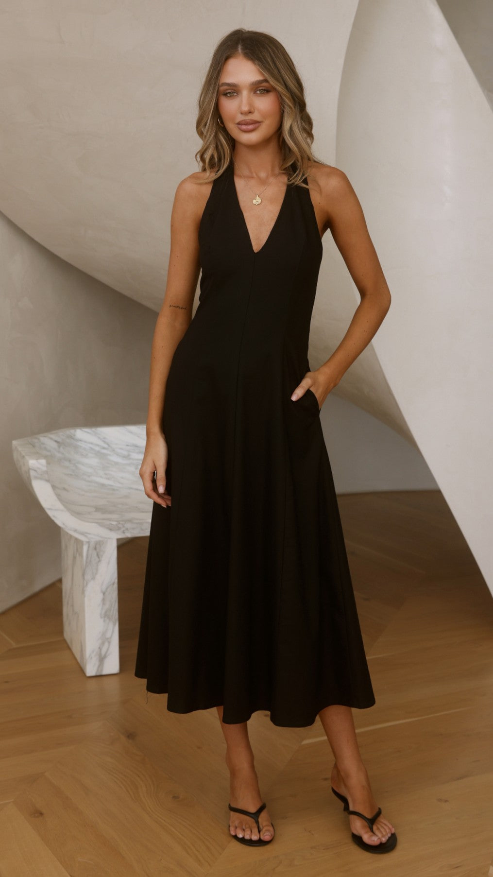 Chandler Midi Dress - Black - Billy J