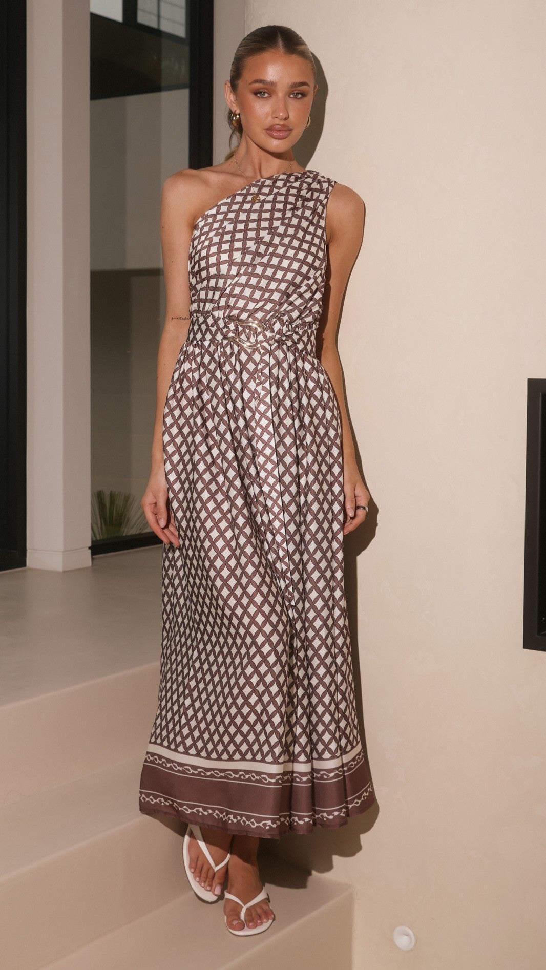 Hadas Maxi Dress - Chocolate/White Check - Billy J