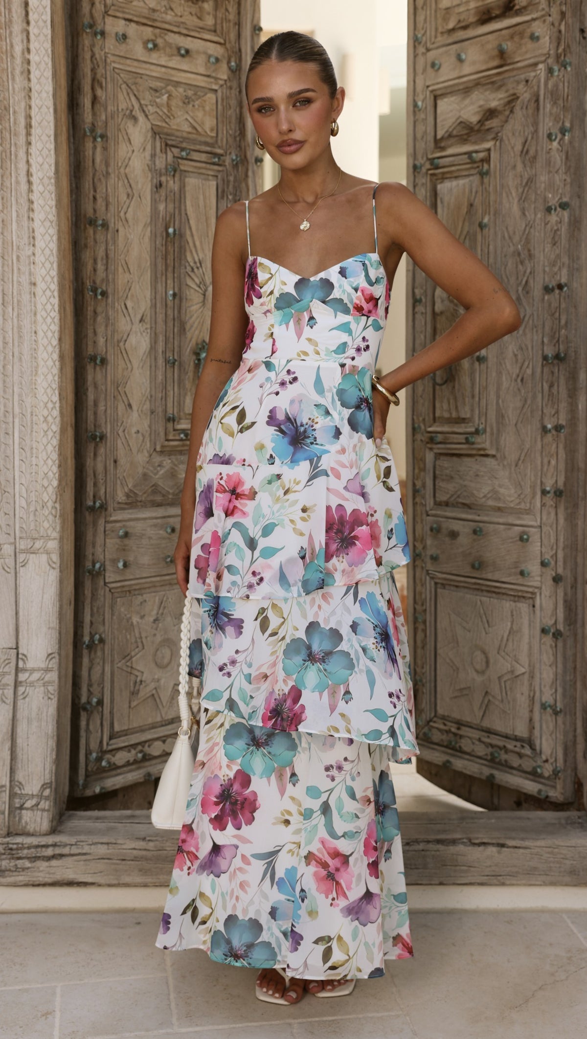 Ami Maxi Dress - Blue/Pink Floral - Billy J