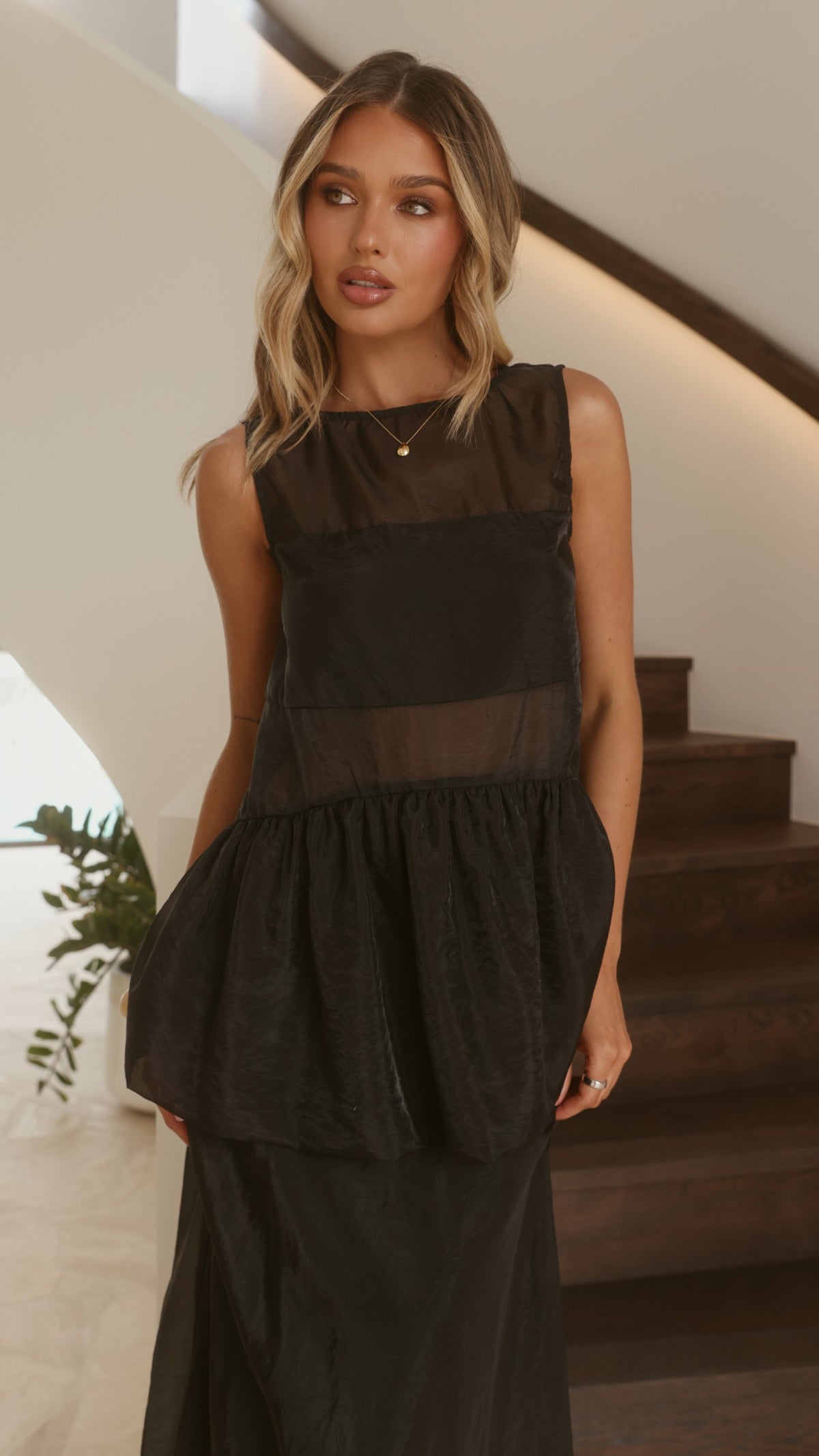 Kelly Sheer Top & Maxi Skirt Set - Black - Billy J
