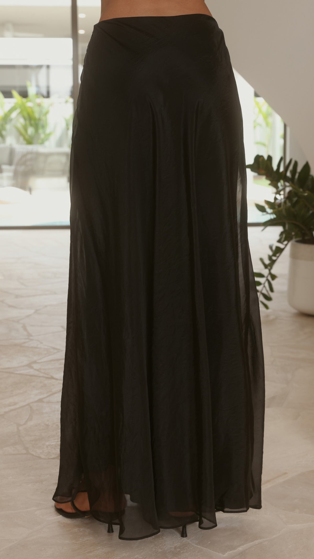 Kelly Sheer Top & Maxi Skirt Set - Black - Billy J