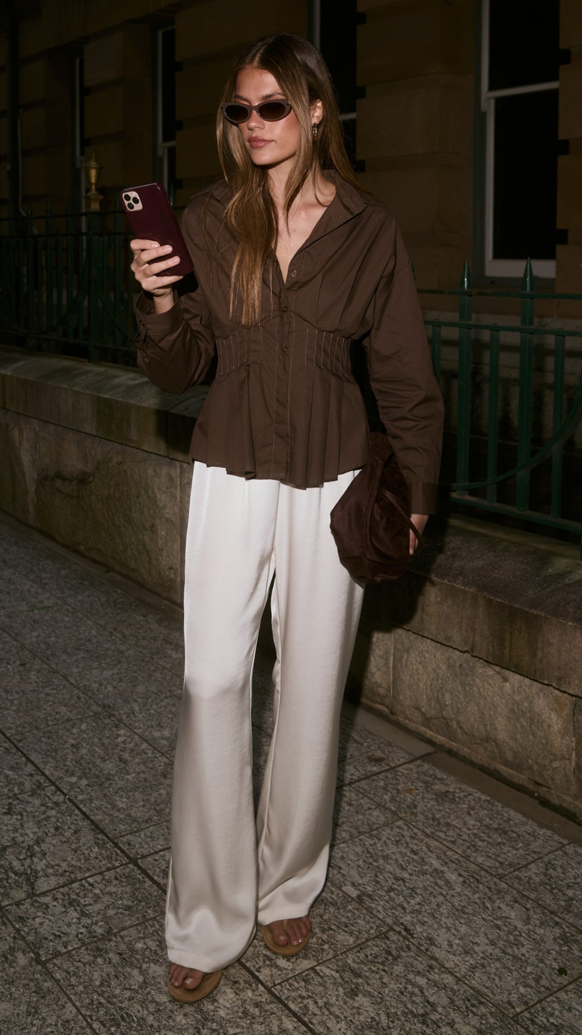Millie Pleated Shirt - Chocolate - Billy J