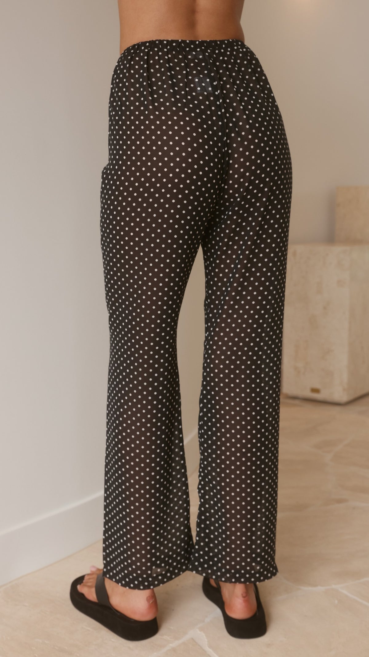 Reda Semi Sheer Pants - Black/White Spot - Billy J
