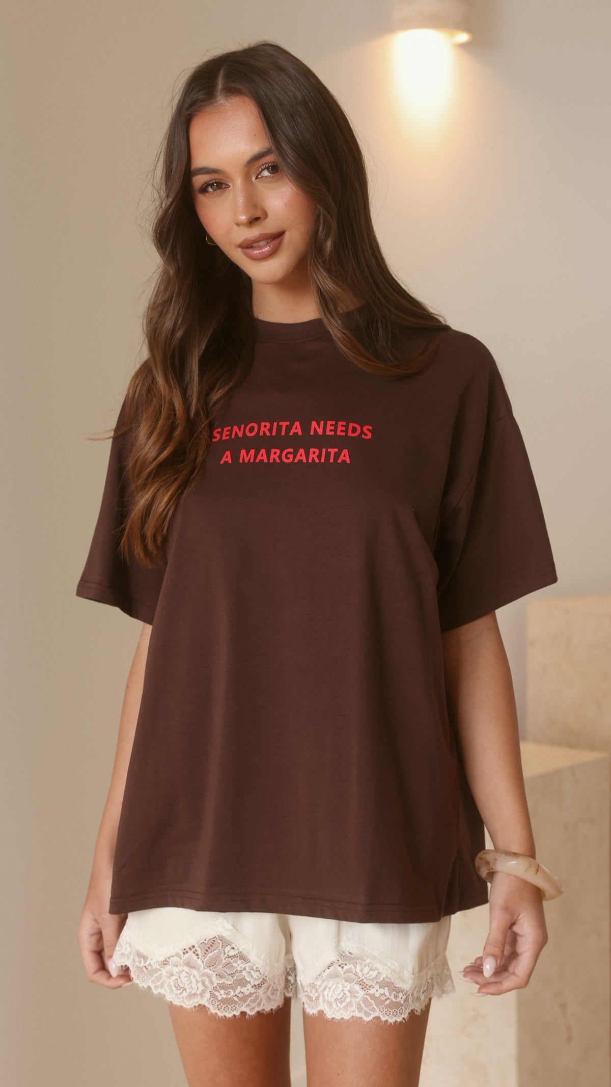 Senorita Margarita Oversized T-Shirt - Chocolate - Billy J