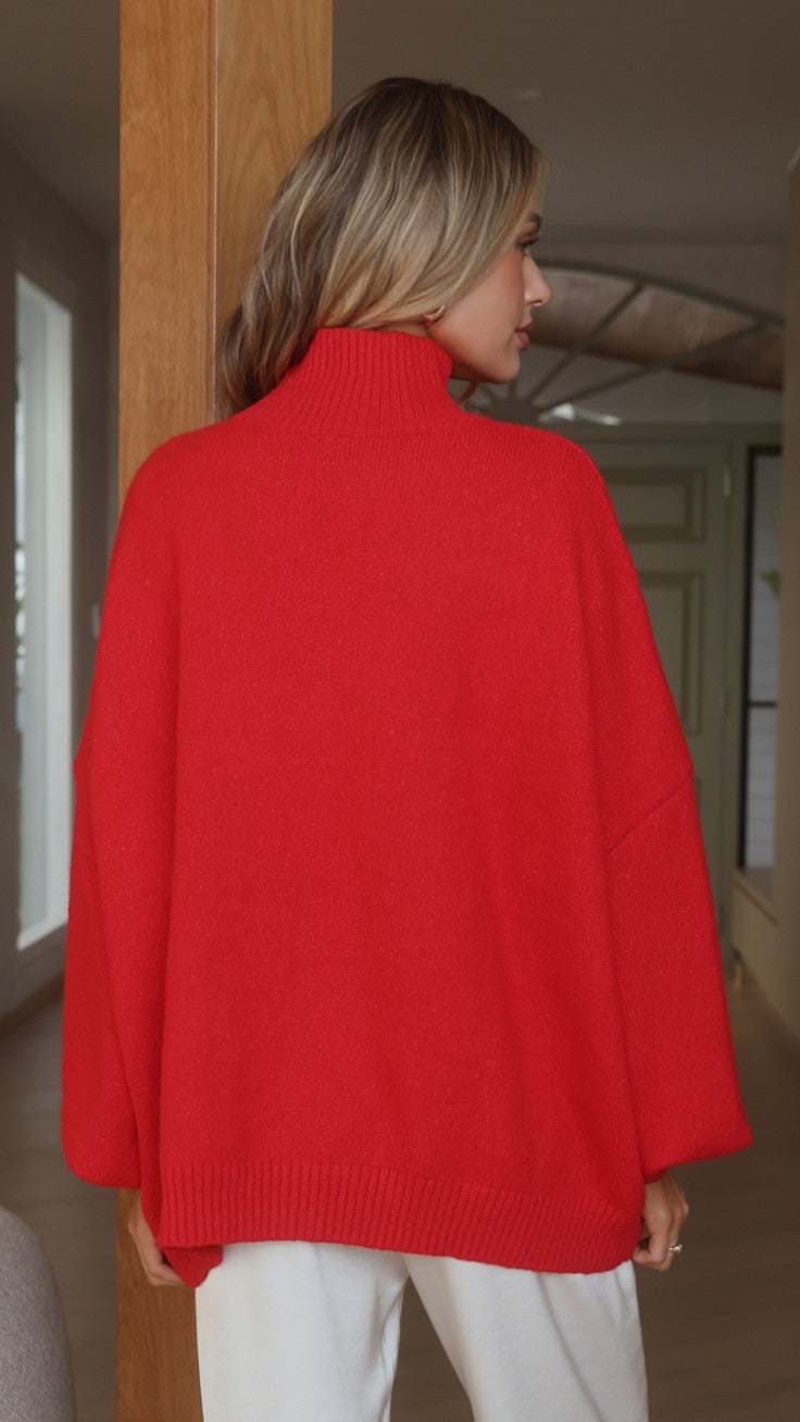 Harita Knitted Sweater - Red - Billy J