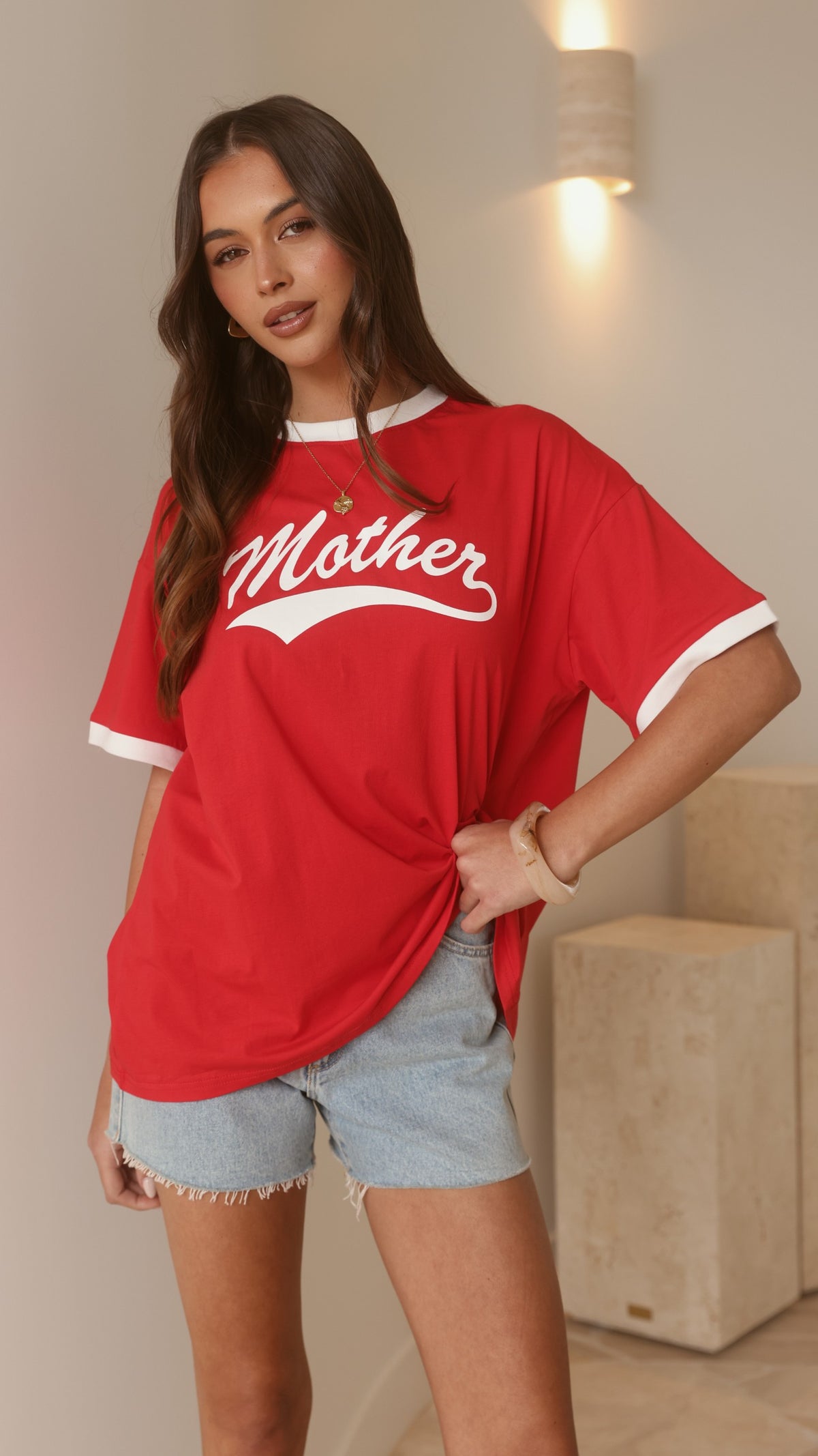 Mother Oversized Tee - Red/White - Billy J