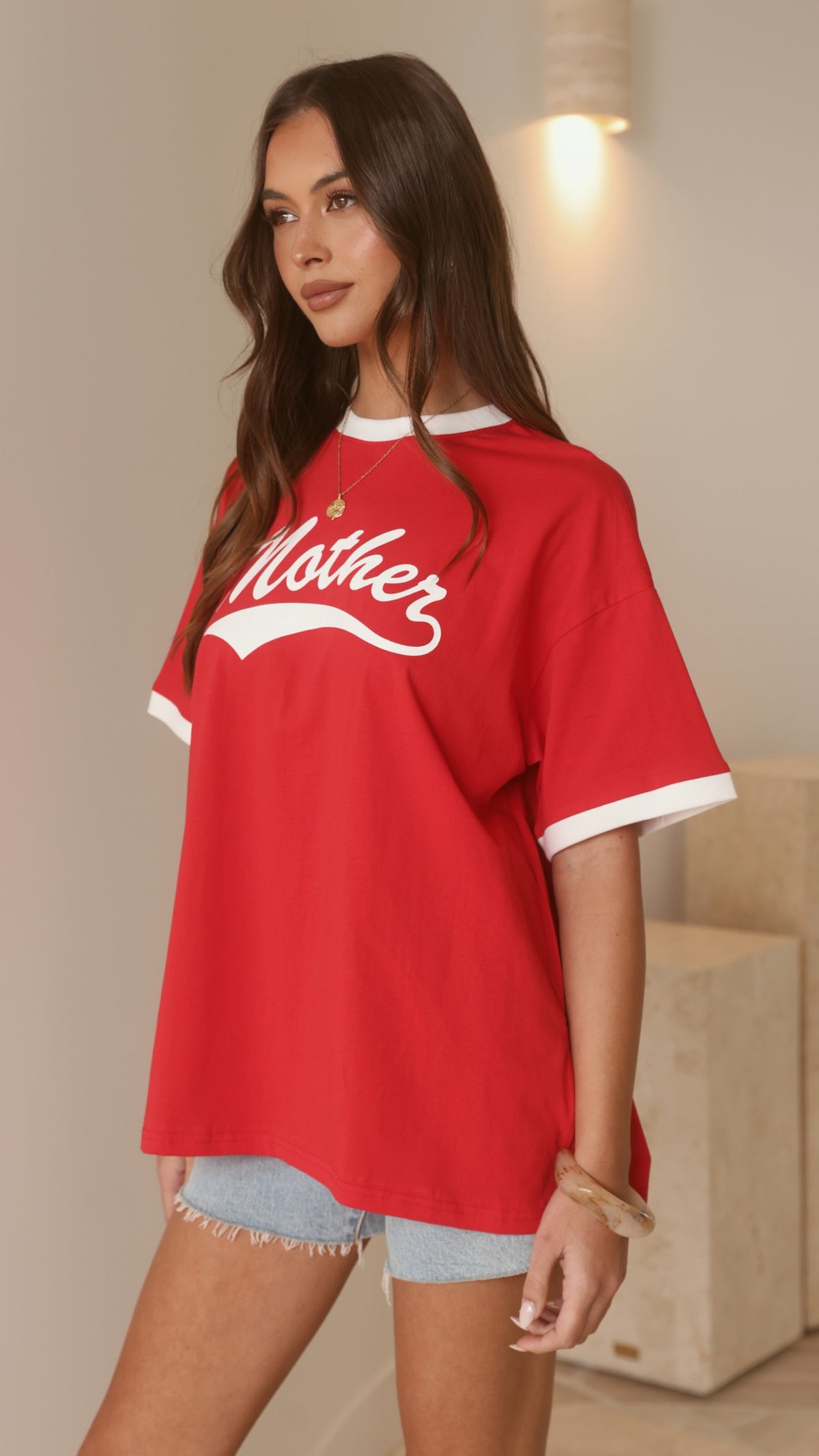 Mother Oversized Tee - Red/White - Billy J