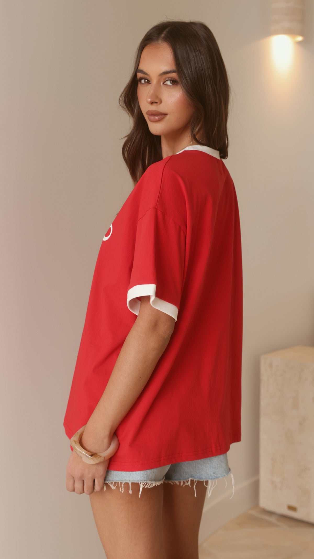 Mother Oversized Tee - Red/White - Billy J