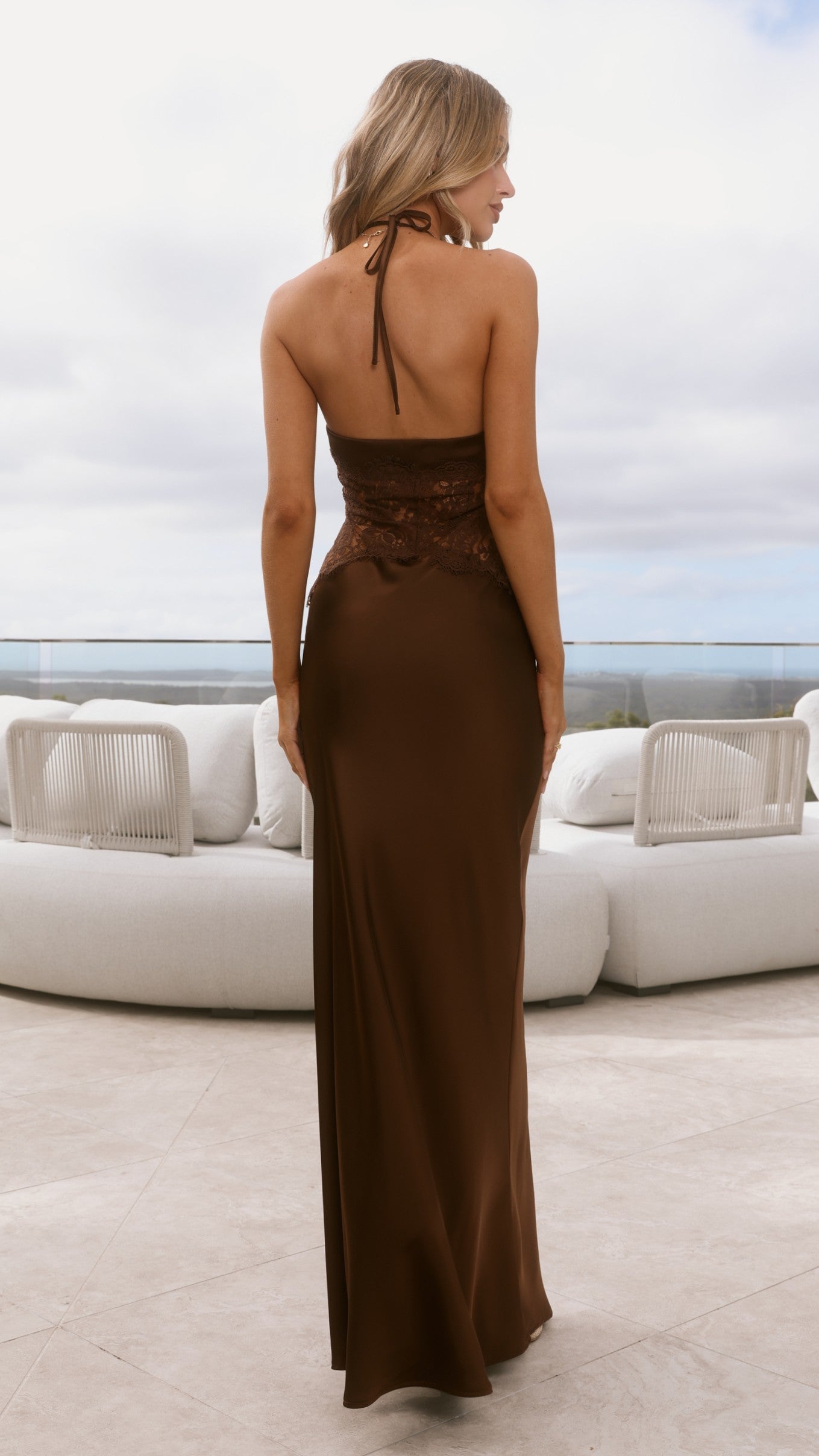 Celia Lace Maxi Dress - Chocolate - Billy J