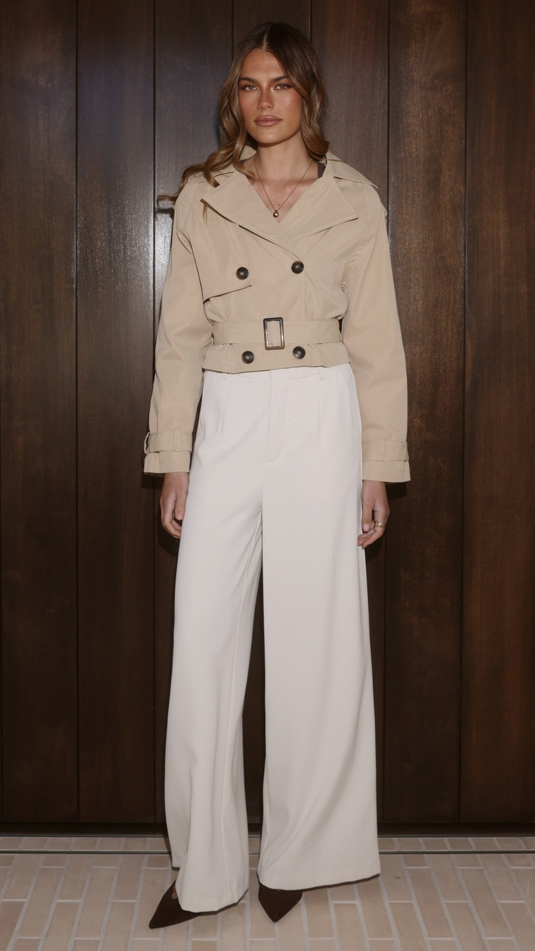 Deena Cropped Coat - Beige - Billy J