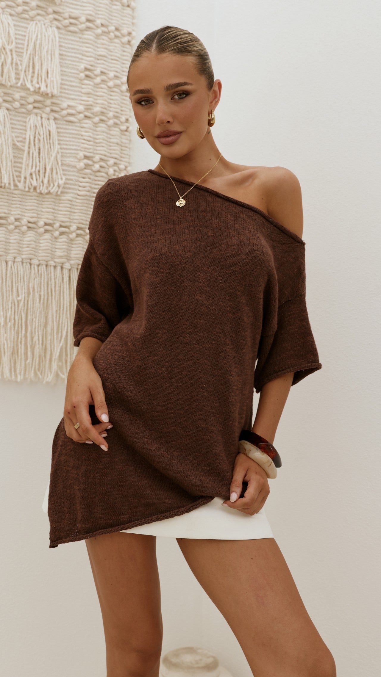 Keisha Off The Shoulder Top - Chocolate - Billy J
