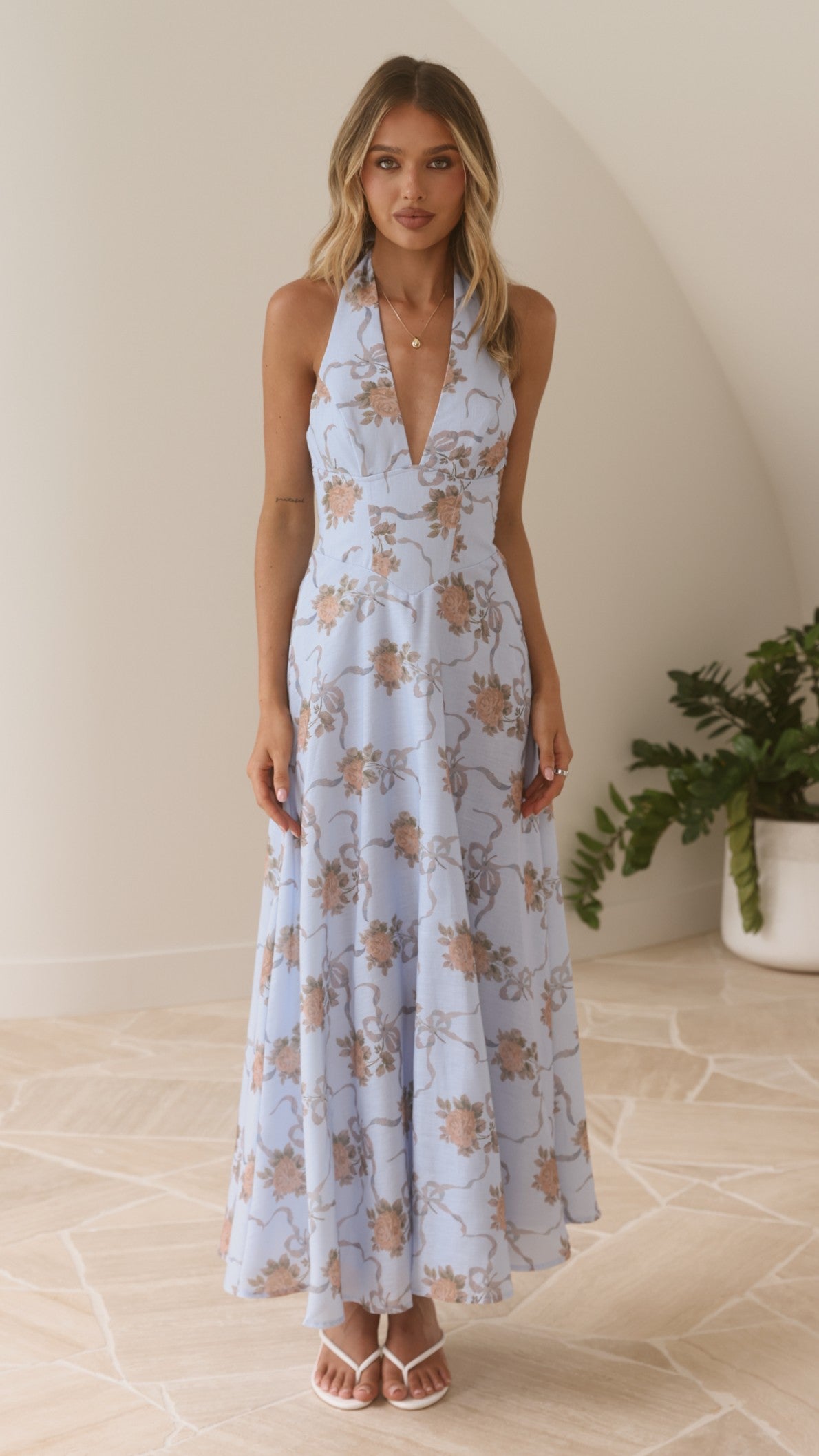 Skye Maxi Dress - Vintage Blue Floral - Billy J