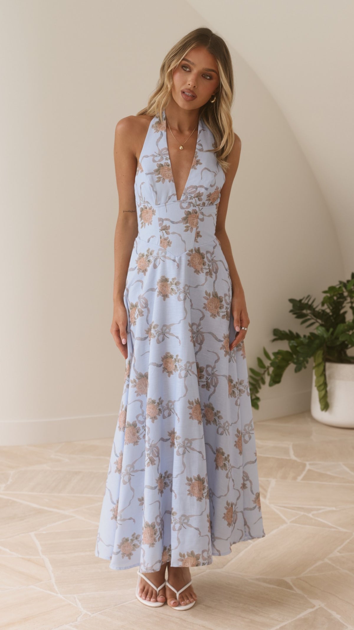 Skye Maxi Dress - Vintage Blue Floral - Billy J