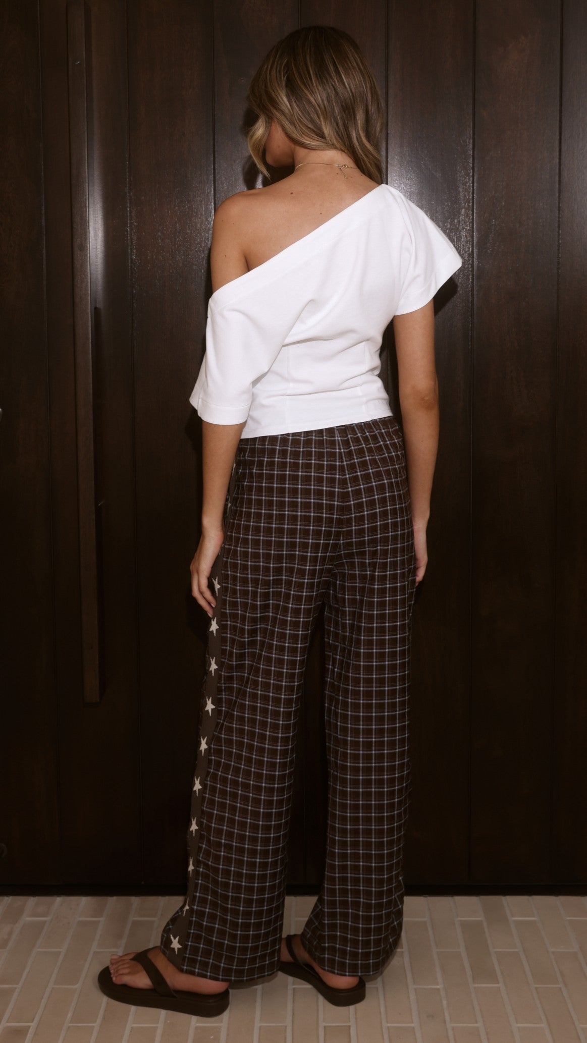 Jaycee Pants - Chocolate/Blue Gingham Star - Billy J