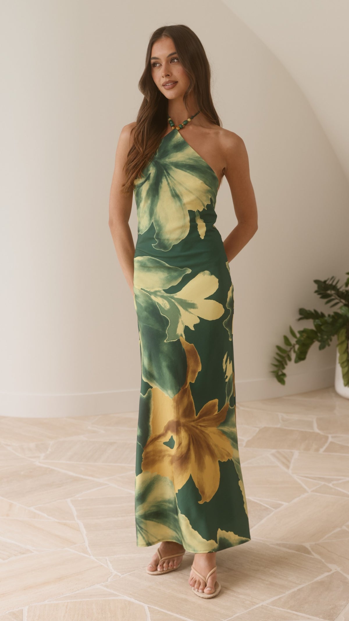 Kiani Maxi Dress - Green Floral - Billy J