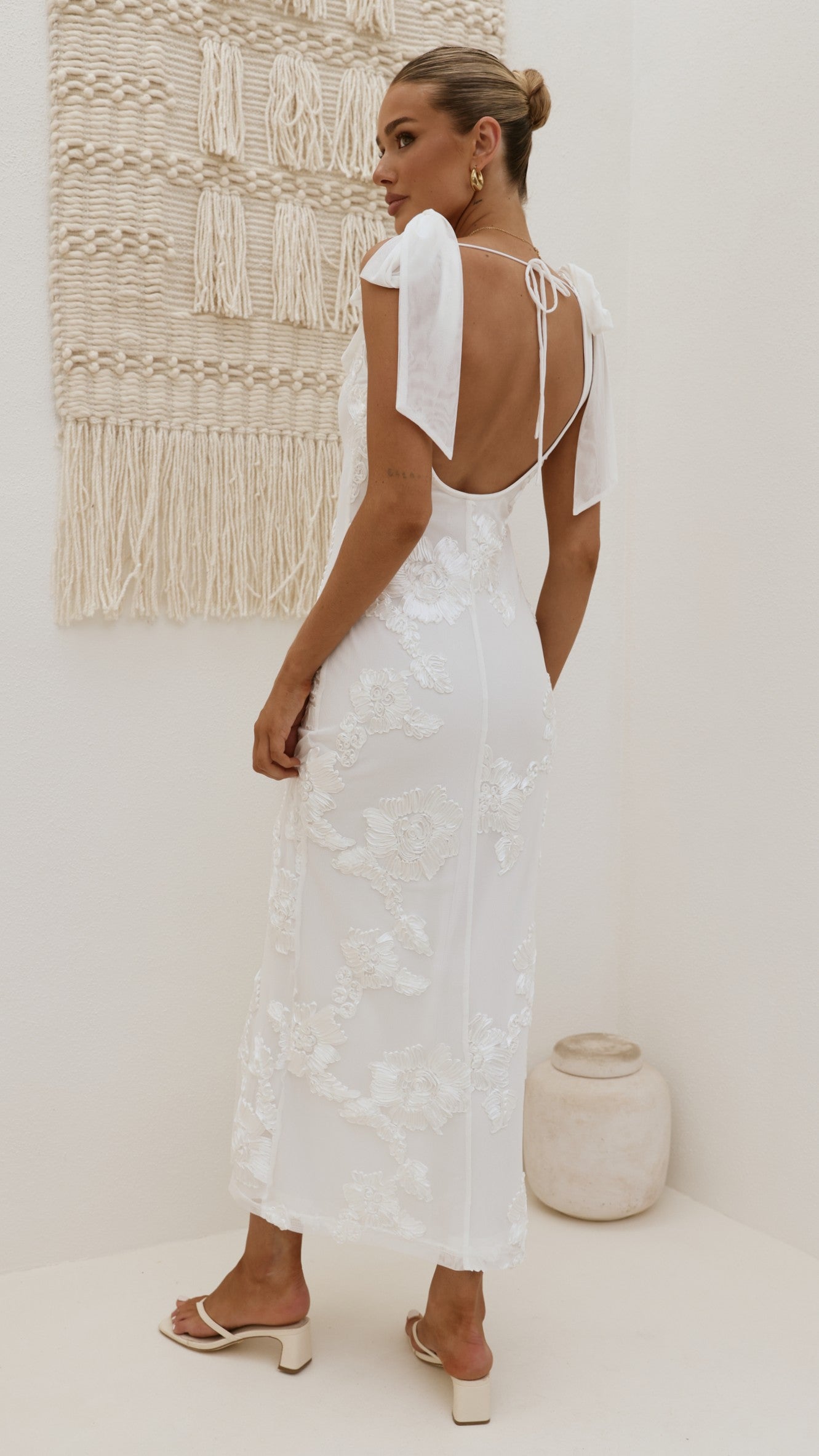 Usha Tie Strap Maxi Dress - White - Billy J