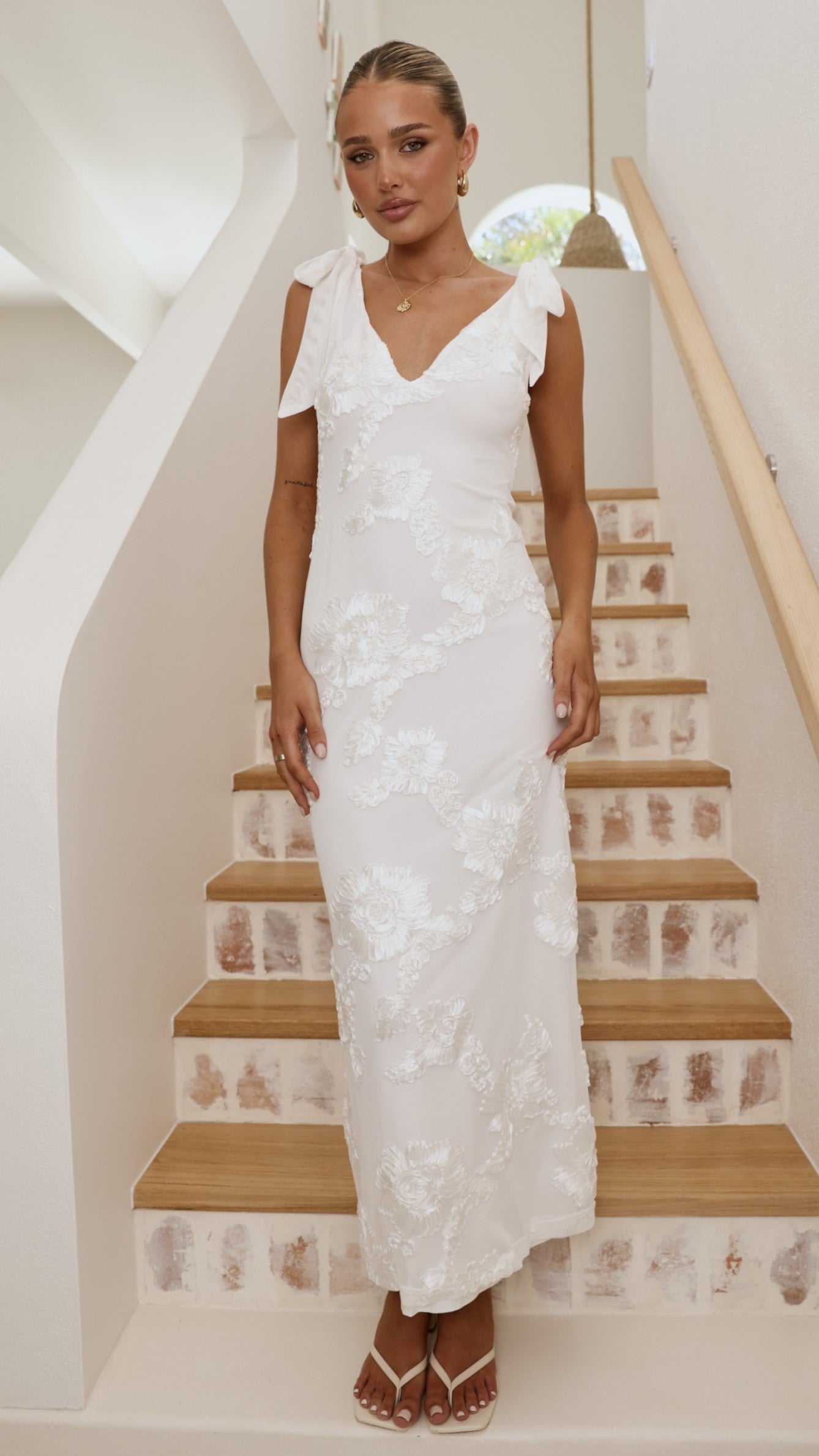 Usha Tie Strap Maxi Dress - White - Billy J