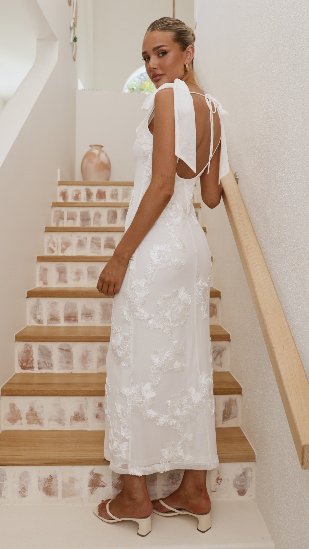 Usha Tie Strap Maxi Dress - White - Billy J