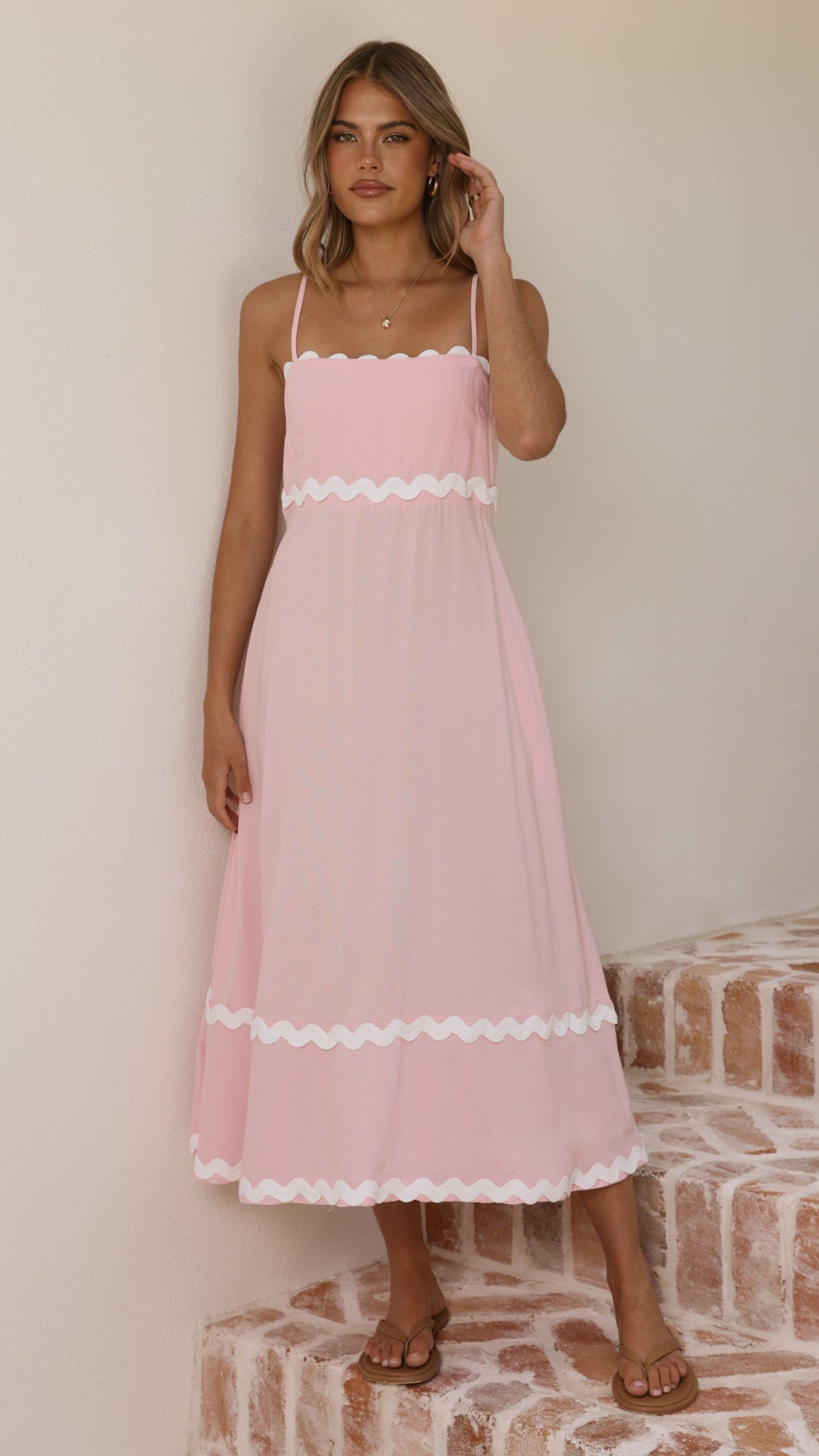 Seraphina Maxi Dress - Pink/White - Billy J