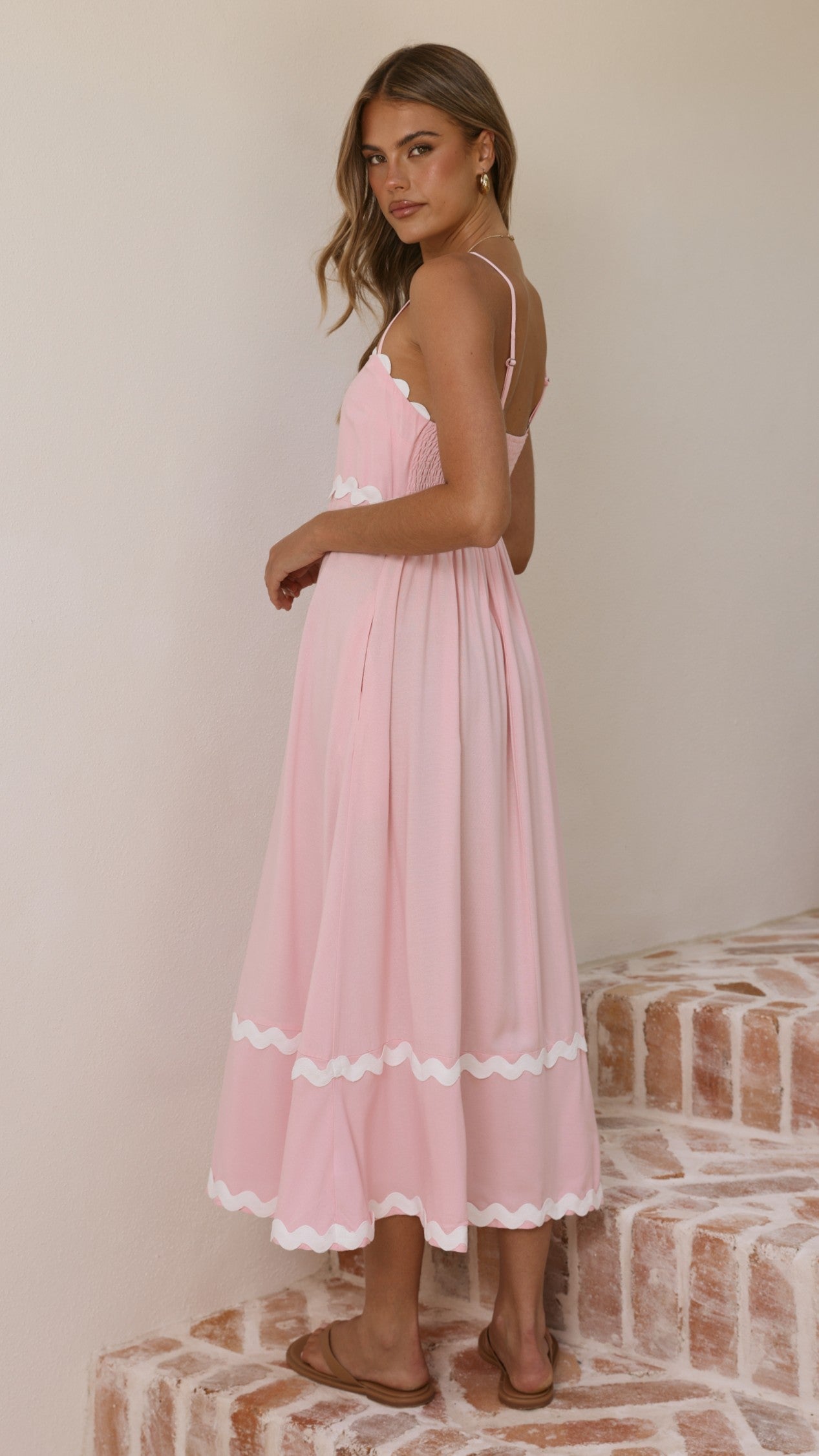 Seraphina Maxi Dress - Pink/White - Billy J