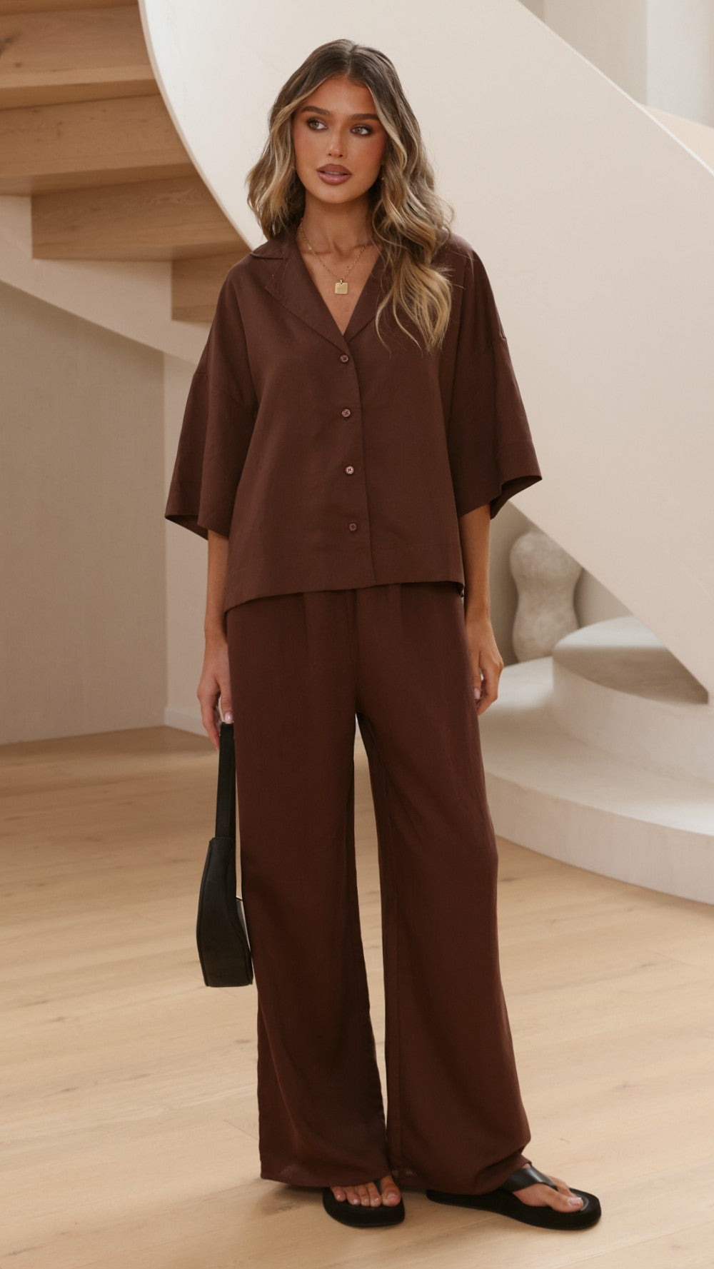 Luna Button Up Shirt - Chocolate - Billy J