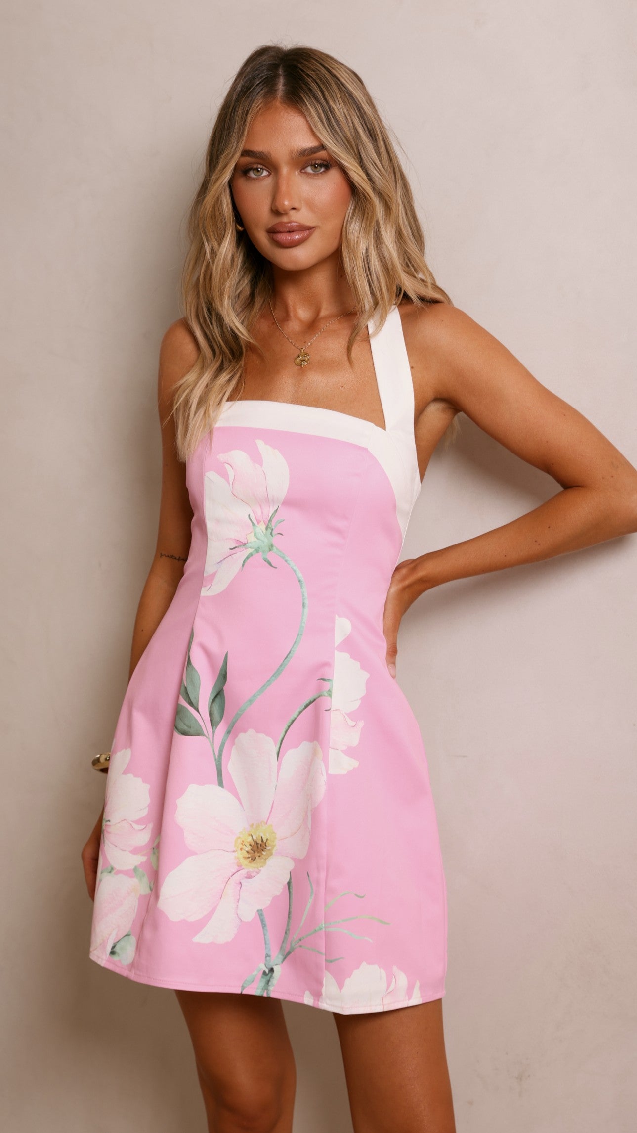 Tayla Mini Dress - Pink Floral - Billy J