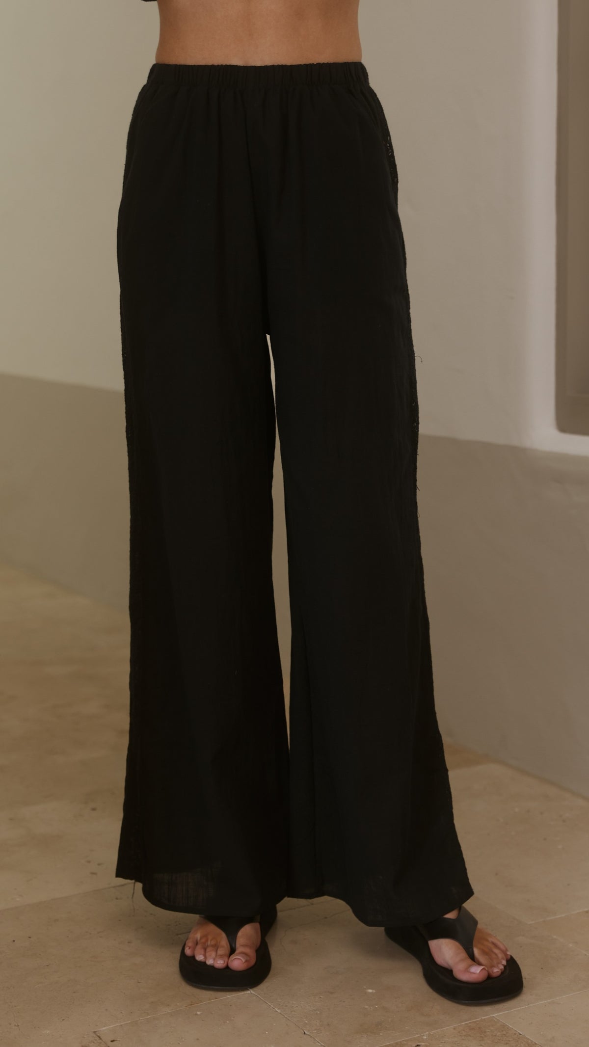 Kaitlin Strapless Top and Pants Set - Black/Lace